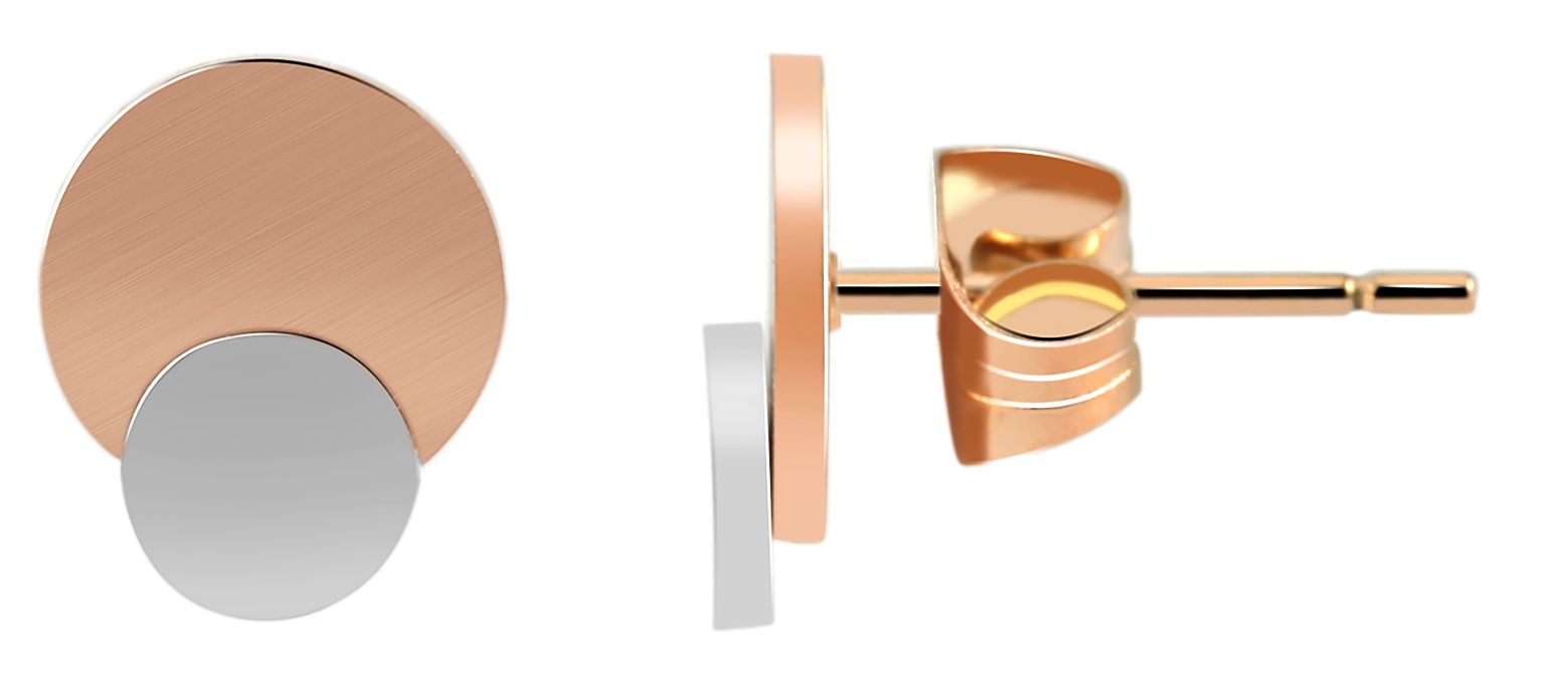 Akzent Edelstahl Ohrstecker, Ionenplattiert, silber- & roségoldfarben