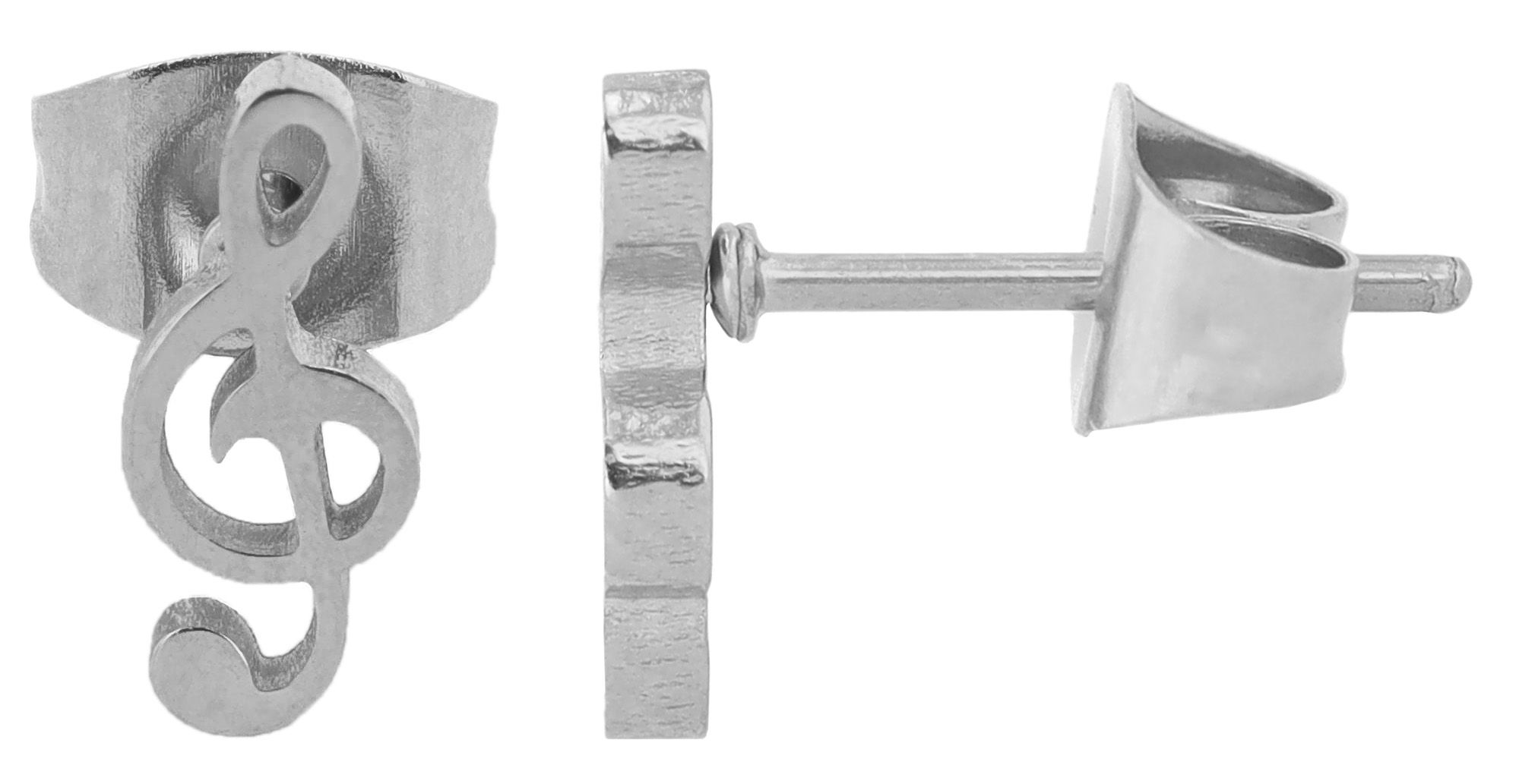 Akzent Ohrstecker "Philo", Notenschlüssel, Edelstahl, silberfarben