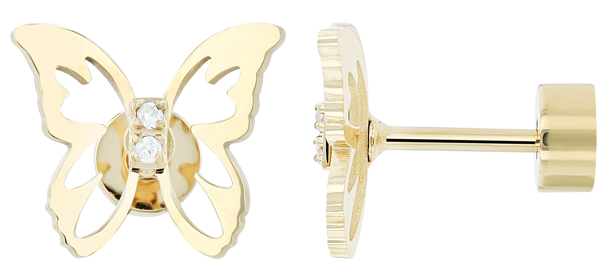 "Mariposa", Edelstahl Ohrstecker/-piercing, Schmetterling, Similibesatz