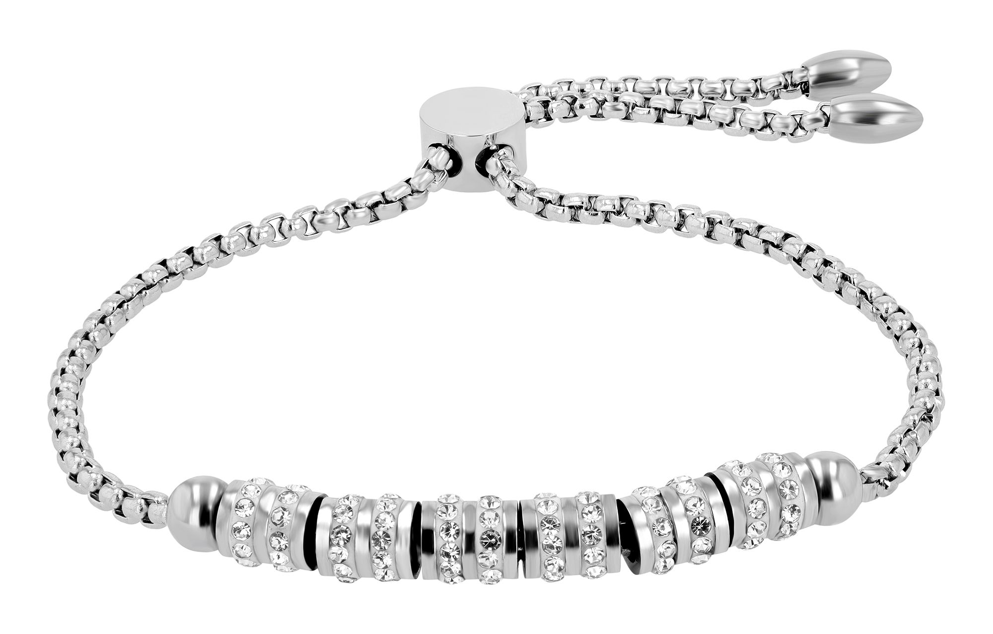 Akzent Armband, Edelstahl, Similibesatz, silberfarben