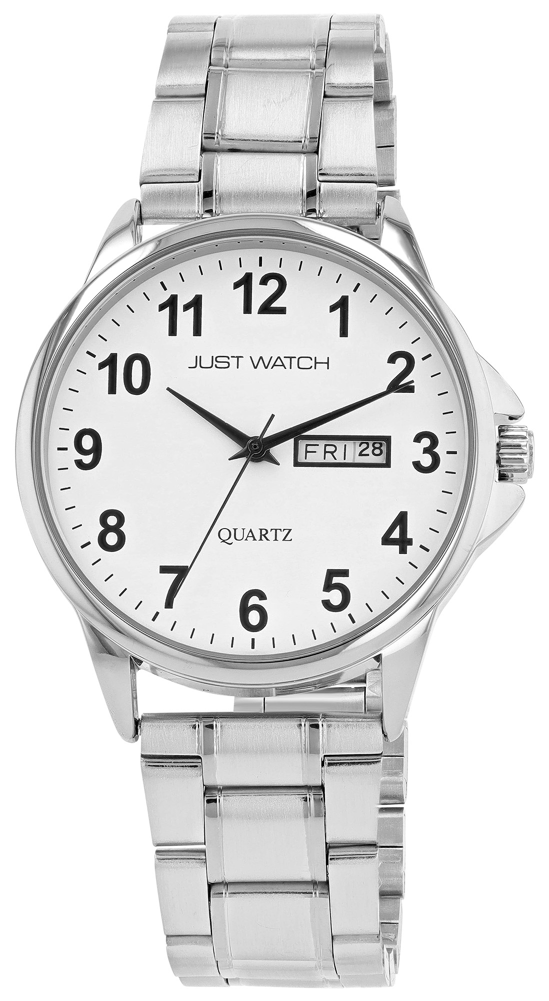 Just Watch "Paul" Herrenuhr Ø 39 mm, Edelstahlband, silberfarben/ weiß