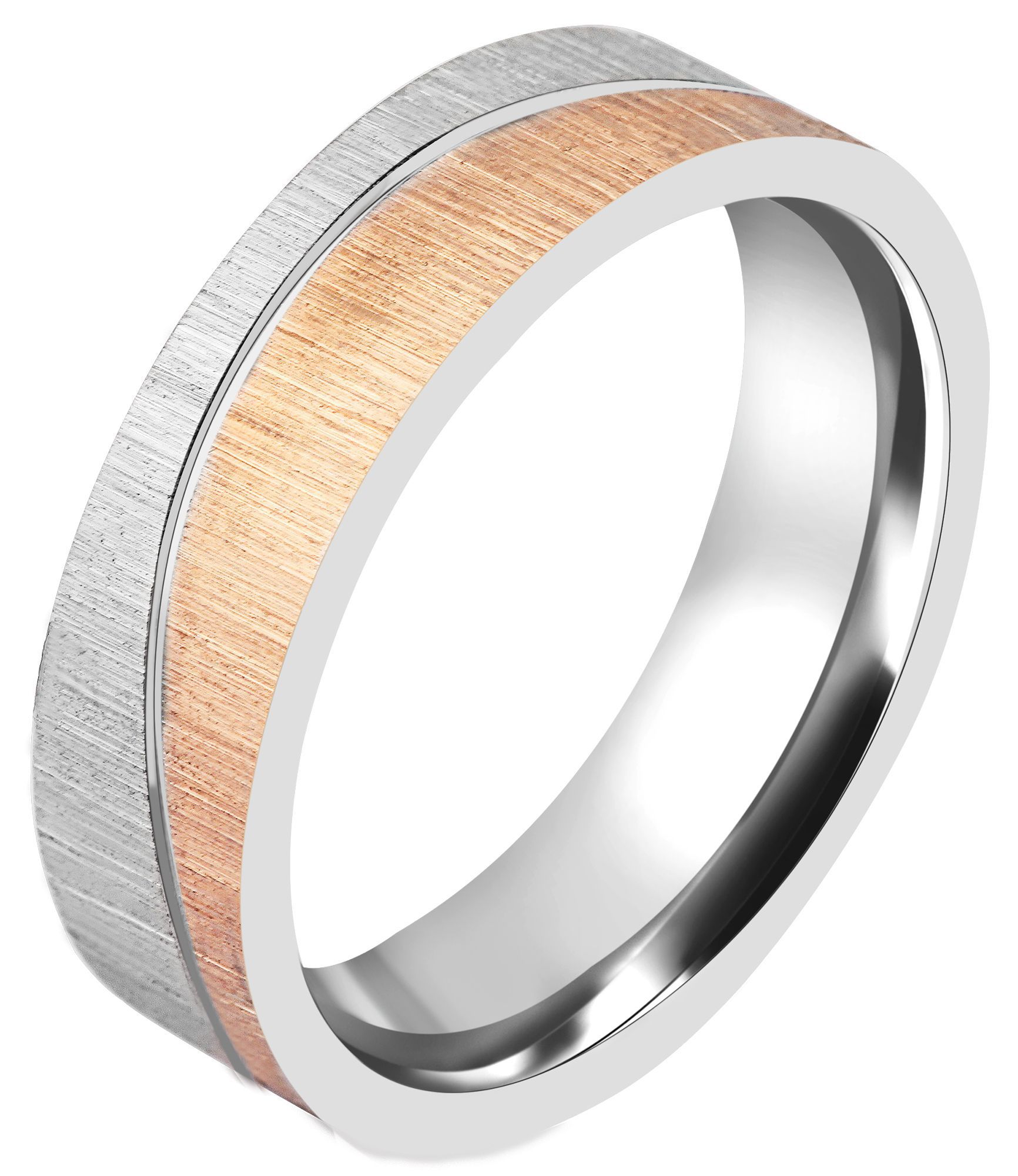 "Vision Highlight" Herren-Partnerring, Akzent, bicolor /silberfarben/ roségoldfarben), Gr 58