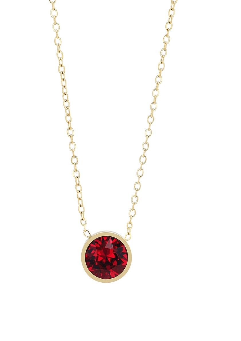 Akzent Halskette "Myla" mit rotem Swarovski Anhänger Ø 10 mm, Edelstahl, goldfarben
