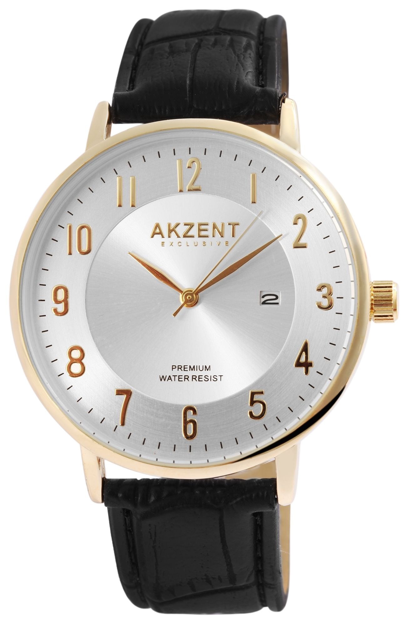 Akzent Exclusive Herrenarmbanduhr mit Lederimitationsarmband