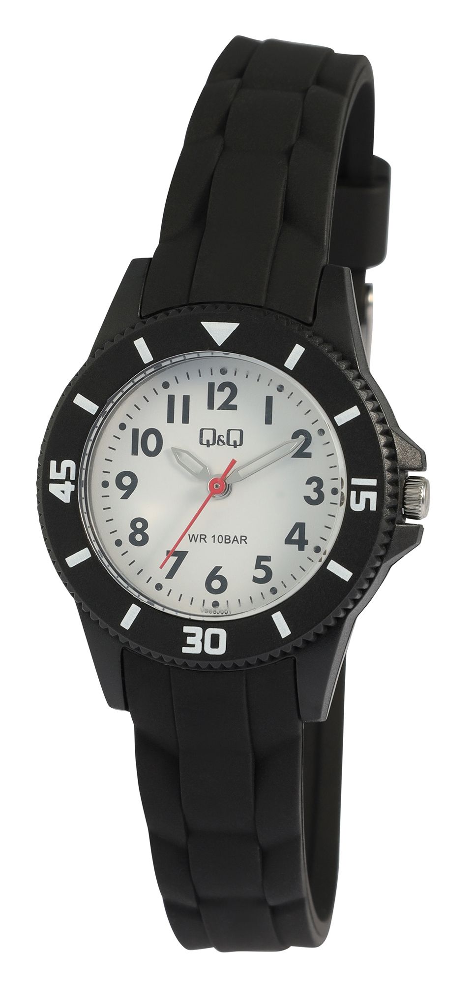 Q&Q Kinder-/Jugenduhr, Resinband, Ø 30 mm, schwarz