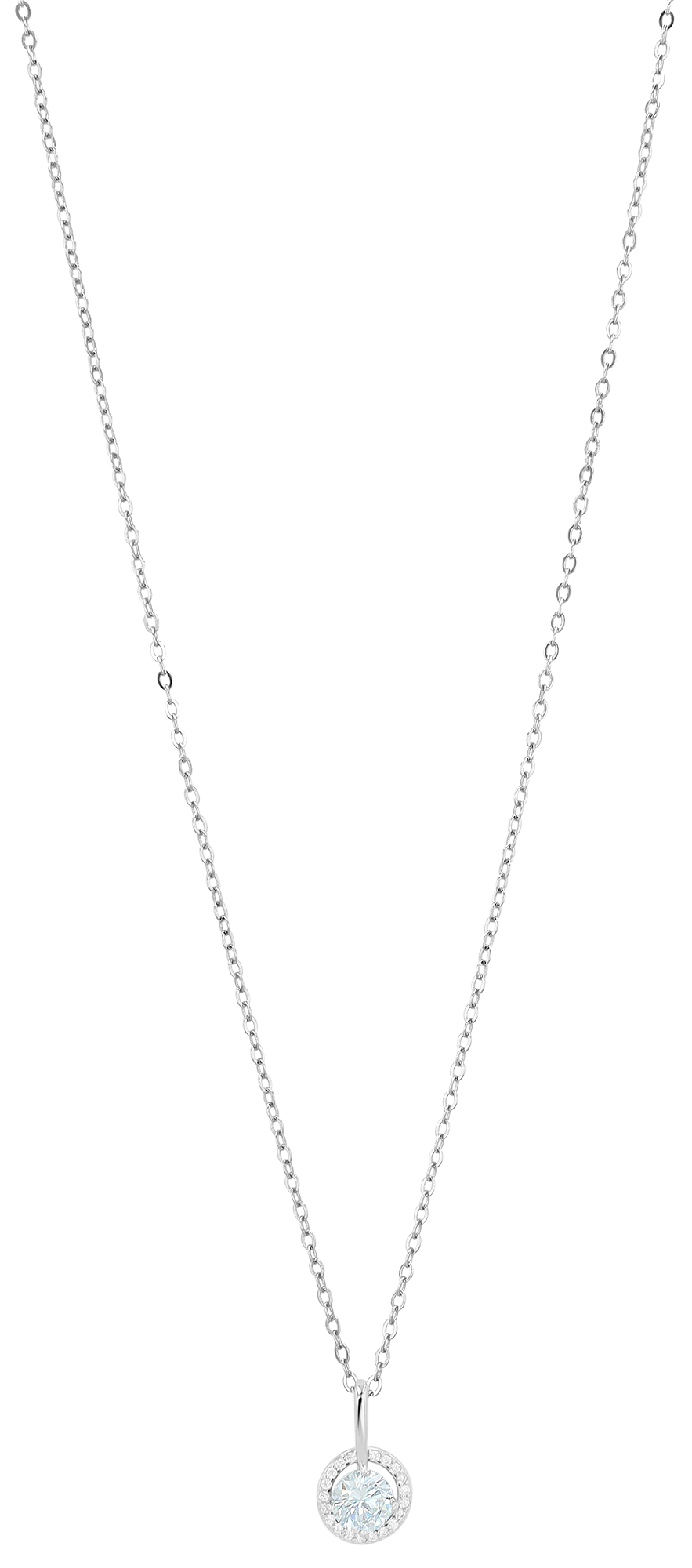 "Alesja" 925/- Echt Silber Kette mit Anhänger 42 + 3 cm, rhodiniert, weißer Zirkon