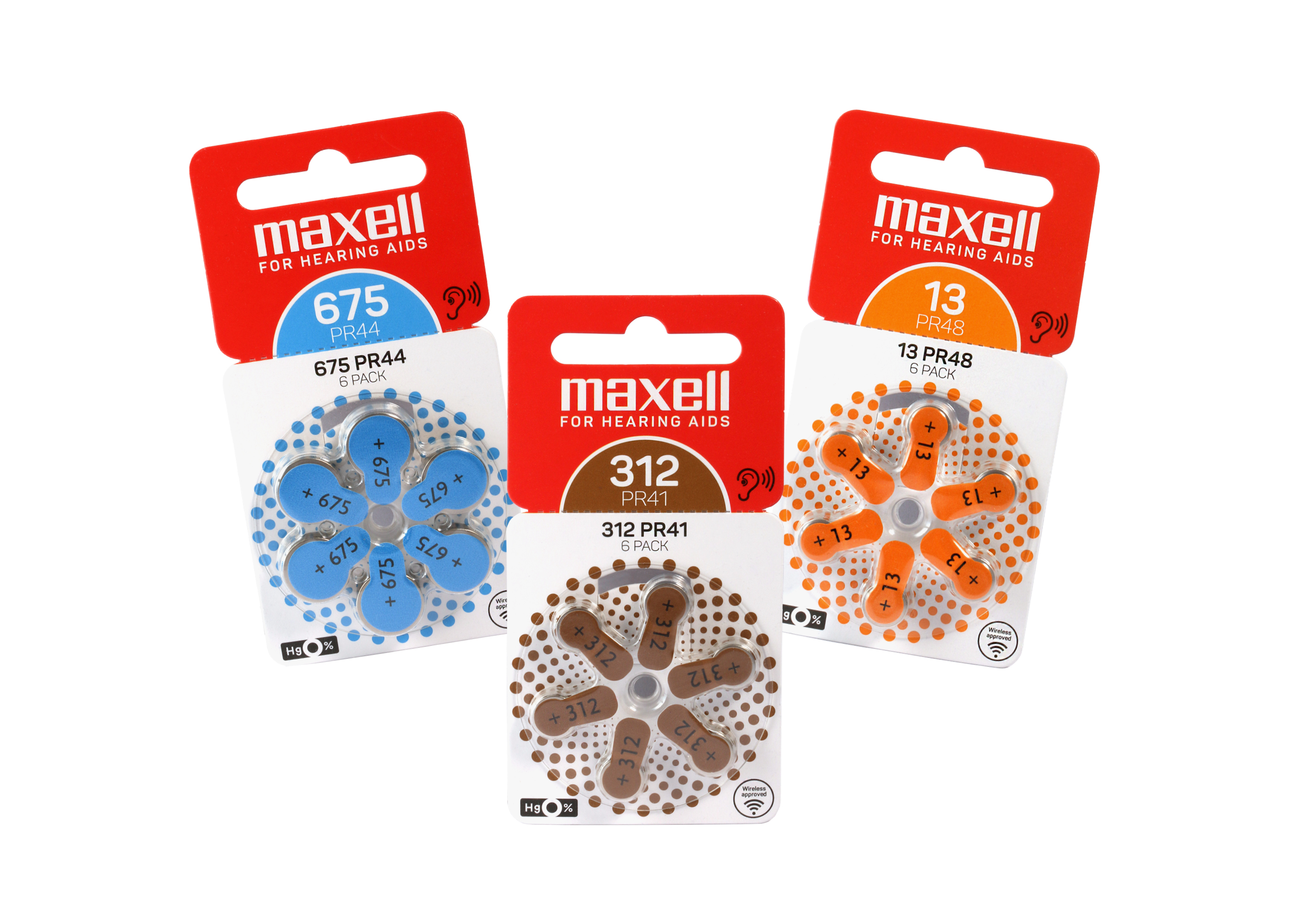 Maxell Hörgerätebatterien , 0% Quecksilber, VE6 H10-H675