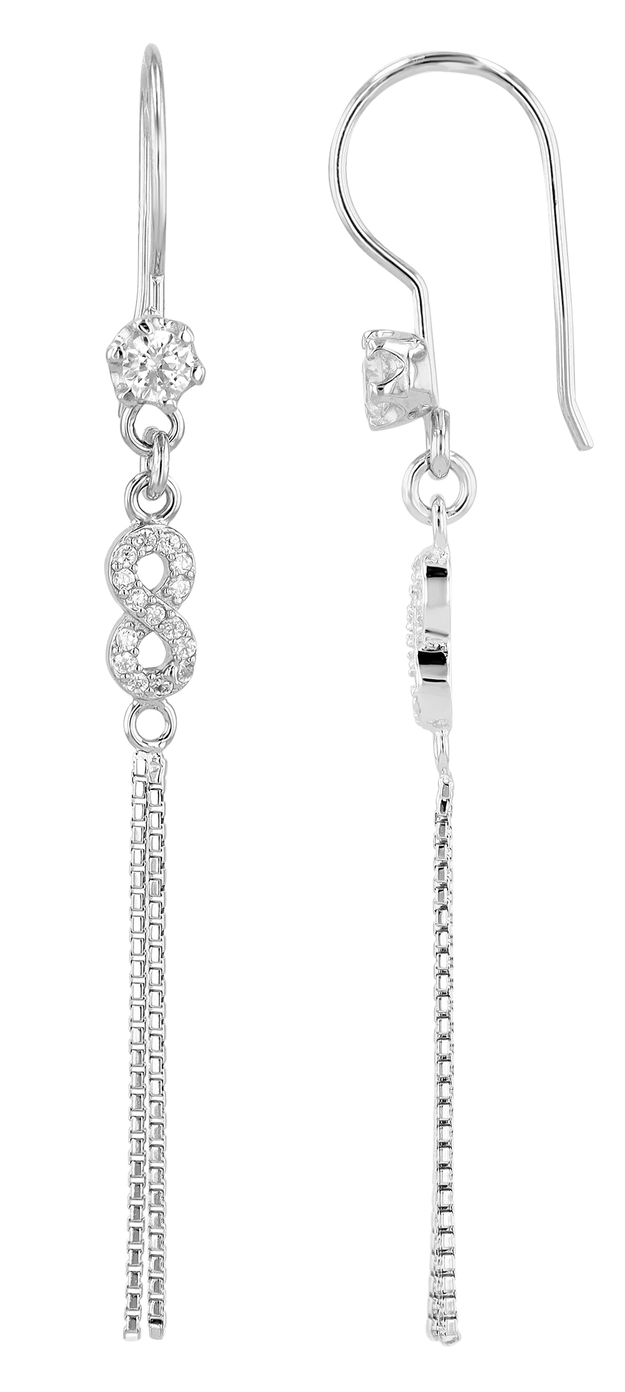 "Iza" 925/- Echt Silber Ohrhänger, Infinity, Zirkonia, silberfarben rhodiniert