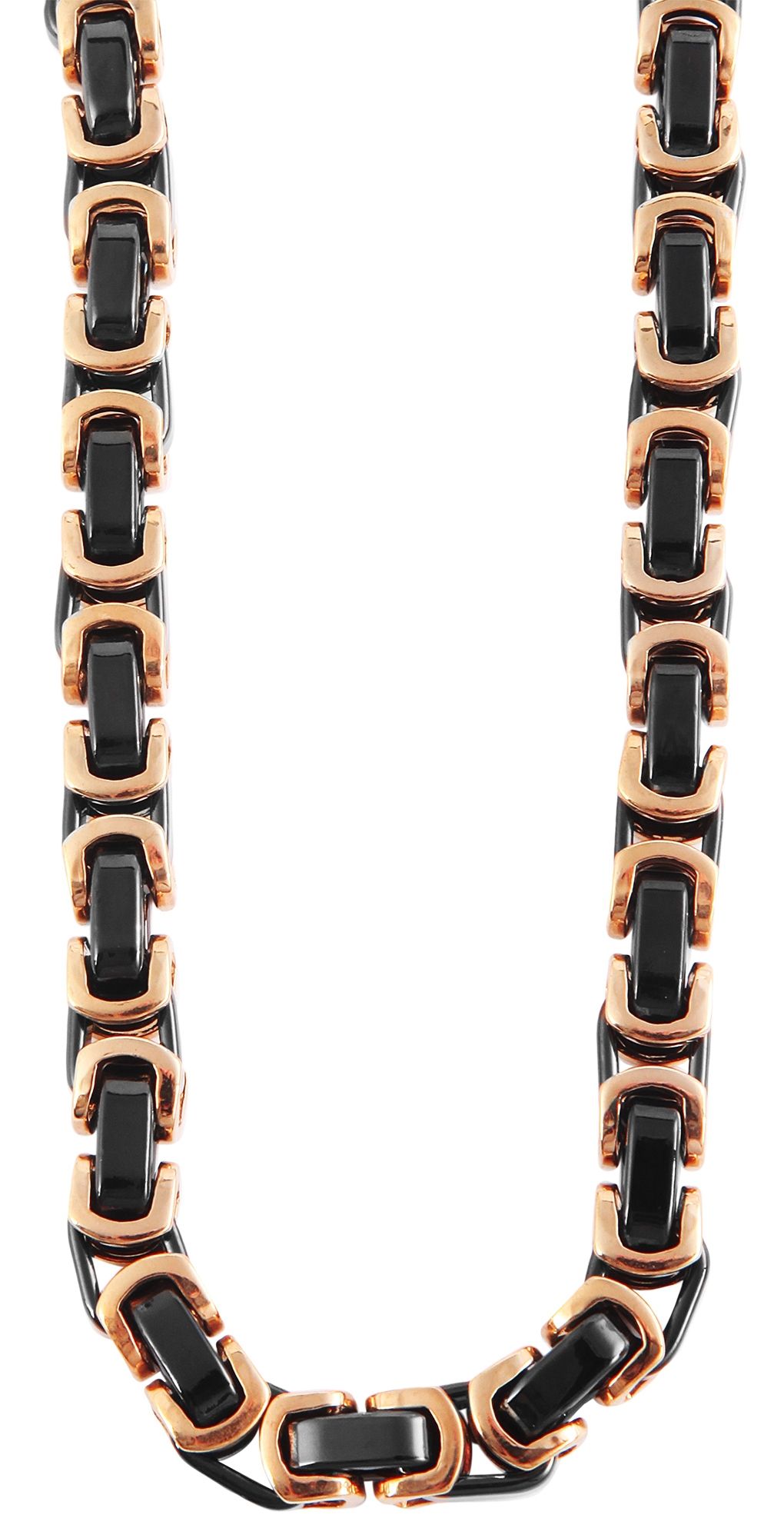Akzent Edelstahlhalskette, schwarz/roségoldfarben, Stärke 8 mm, Länge 50 cm
