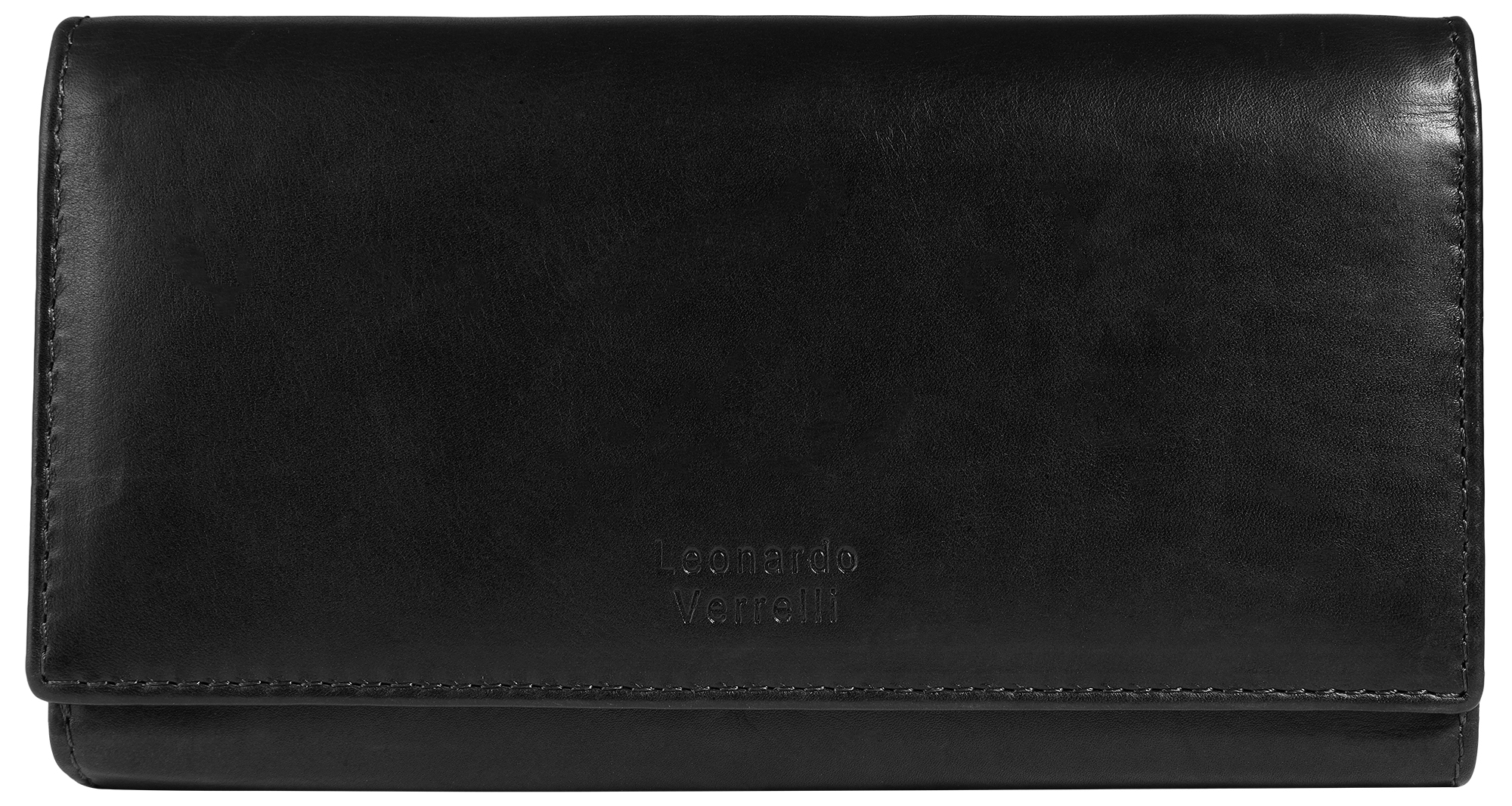 Leonardo Verrelli, Echtleder (Savage) Damen Geldbörse, länglich & RFID, schwarz