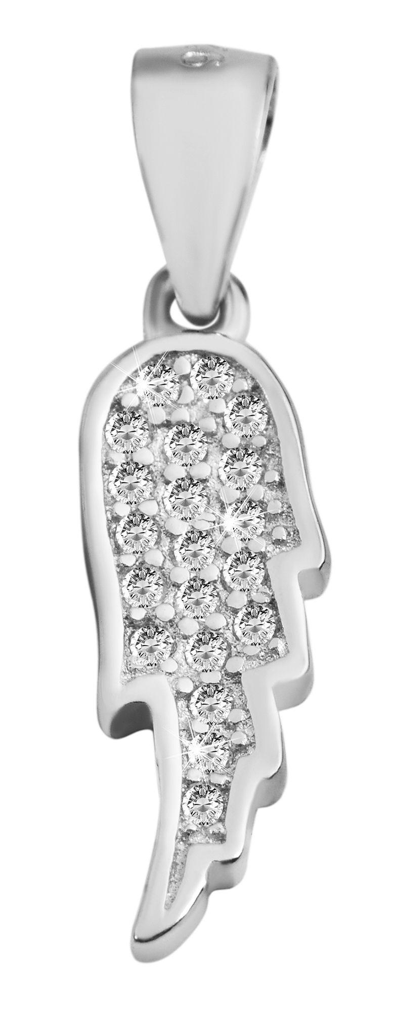 925/- Echt Silber Anhänger ohne Kette "Shafiqa", Flügel mit Zirkoniabesatz, 925/rhodiniert