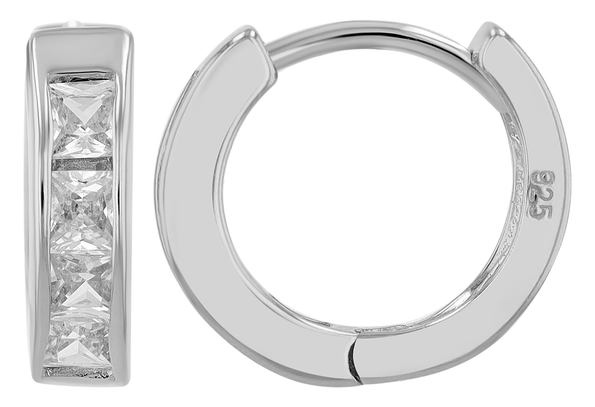 "Sima", 925/- Echt Silber Creolen mit Zirkonia, silberfarben rhodiniert