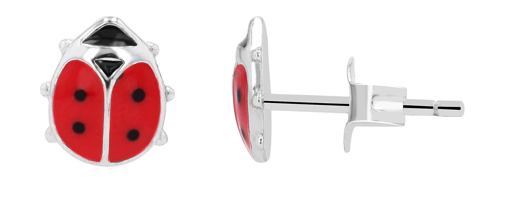 "Glückskäfer Lotti" 925/- Silber, Kinder Ohrstecker - Marienkäfer, rhodiniert