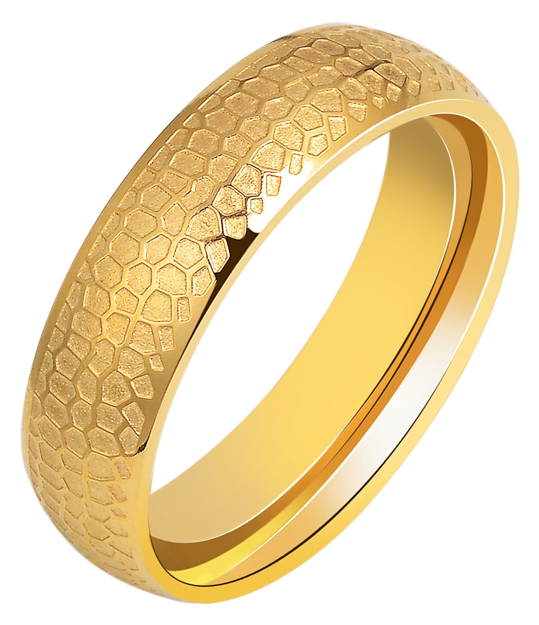 "Nexus" Herren Partnerring, Edelstahl, goldfarben, Gr 58