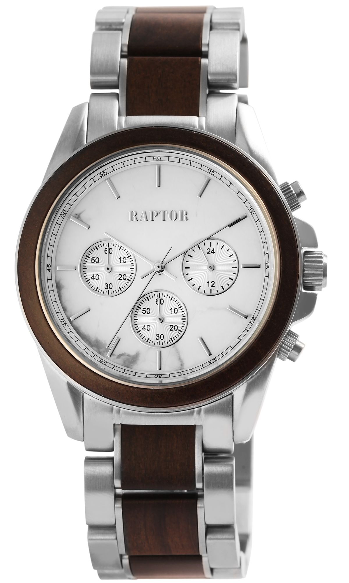 Raptor Herrenchronograph "Chiko" aus Edelstahl und schwarzem Sandelholz