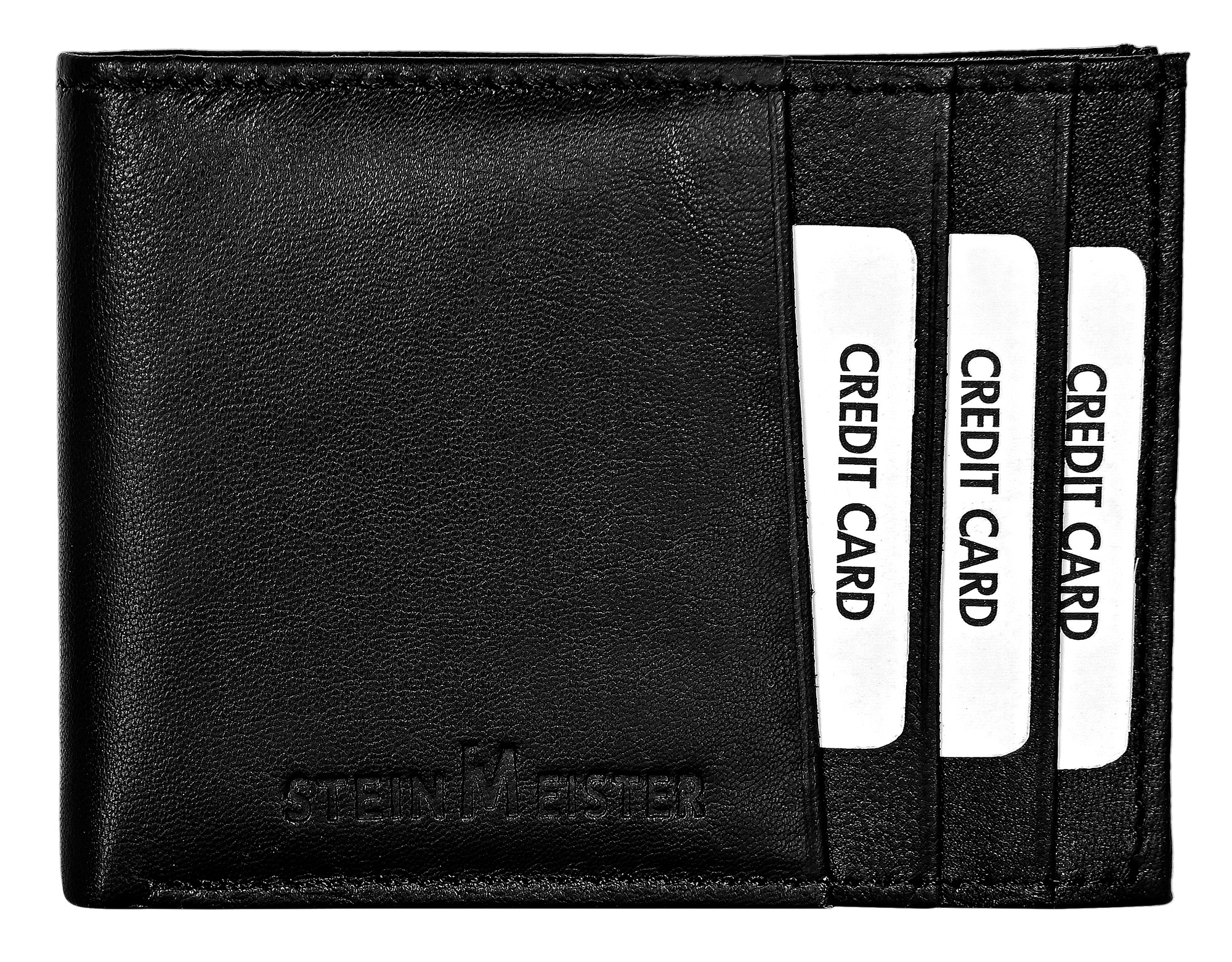 Steinmeister Echtleder Geldschein- und Kartenetui, RFID, Querformat, schwarz