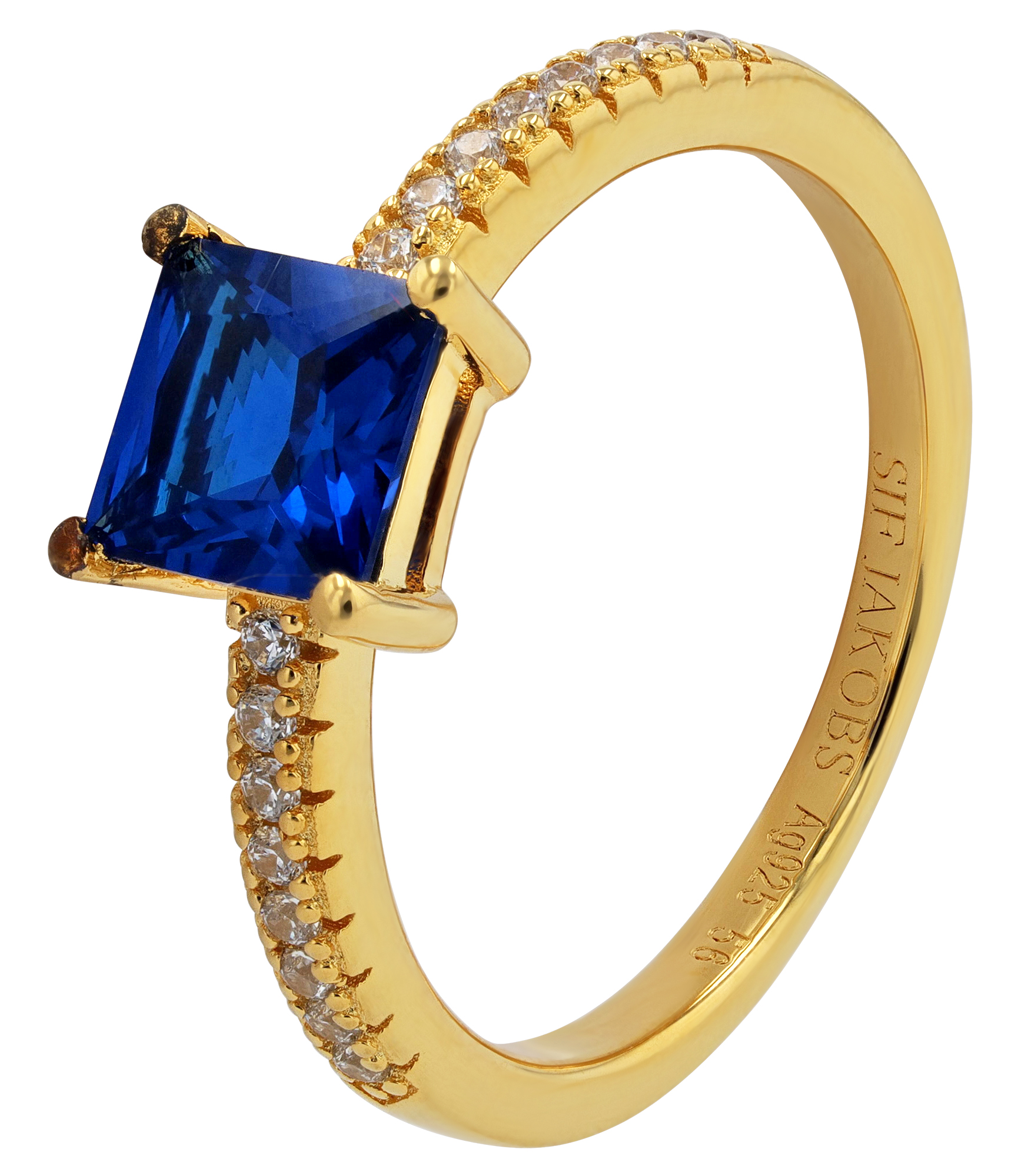 Sif Jakobs Jewellery 925/- Echt Silber Ring "Ellera Quadratto", Gr 54, Zirkonia (blau)