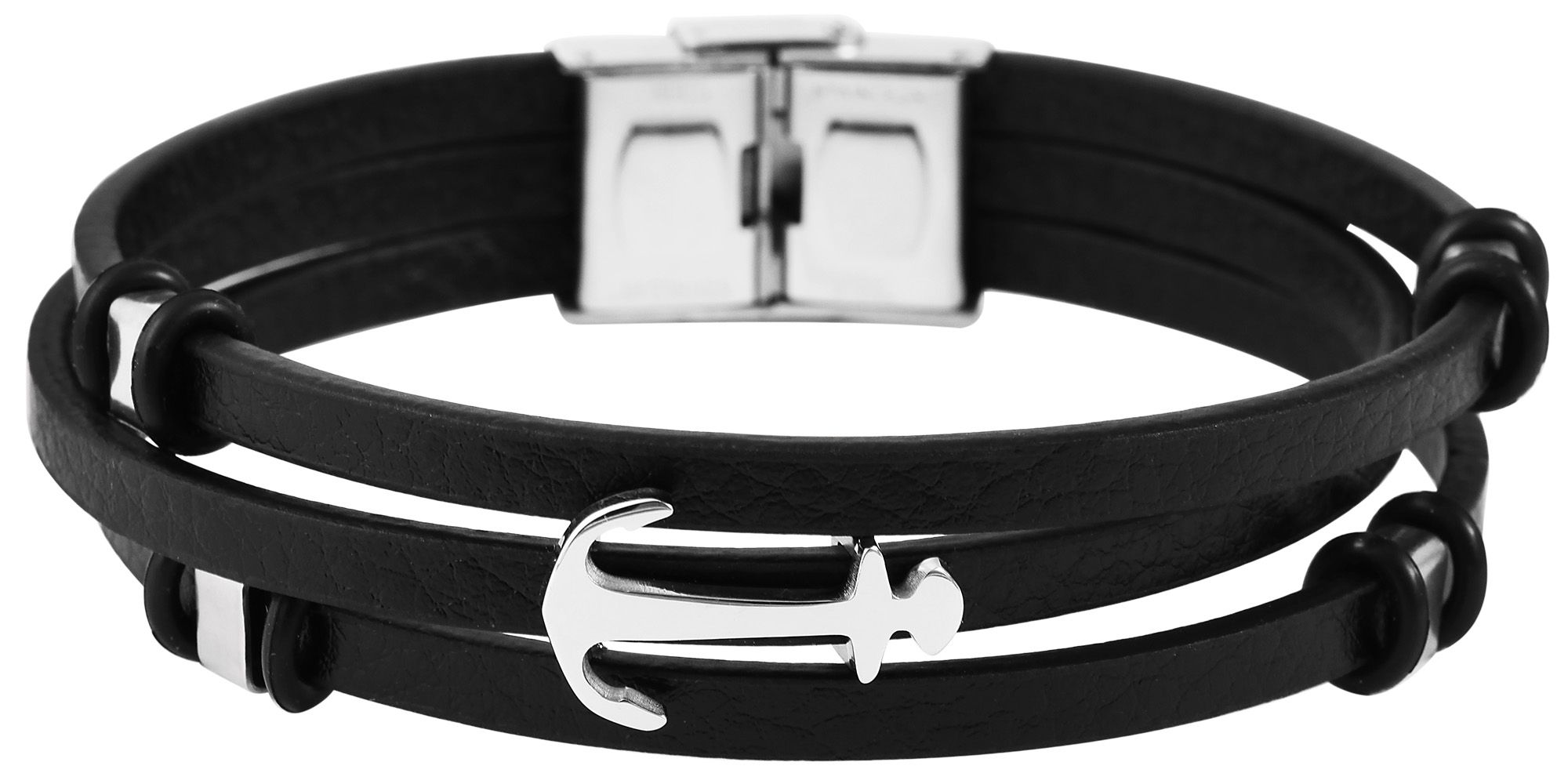 "Beshoy" Akzent Armband aus Echtleder und Edelstahl, maritim