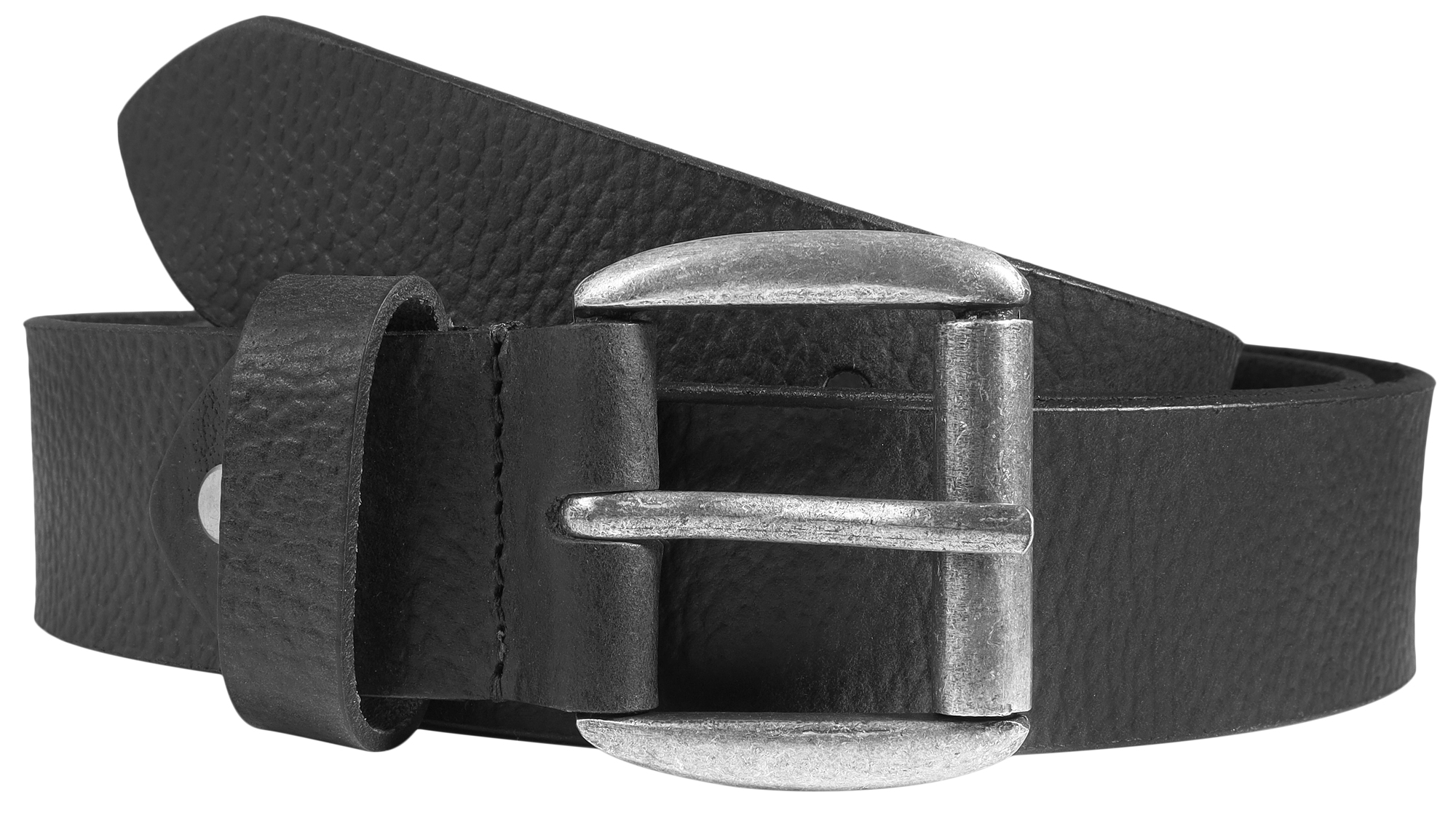 Leonardo Verrelli Echtleder Gürtel, schwarz, kürzbar, 110 cm