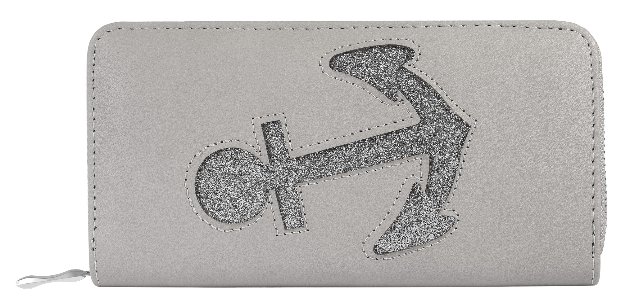 Cham Cham Damen Geldbörse aus Lederimitation mit Anker, grau/metallic