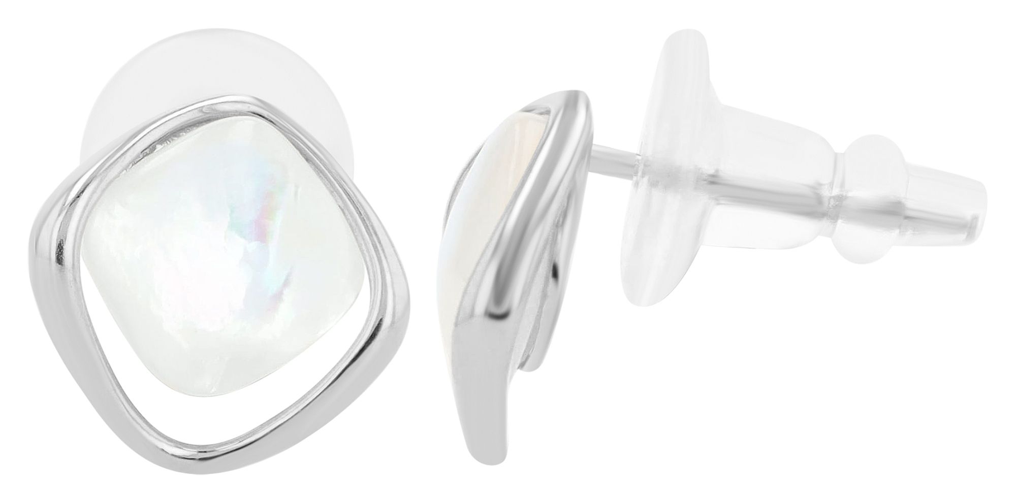 "Ihana" 925/- Echt Silber Ohrstecker mit Perlmutt, silberfarben rhodiniert