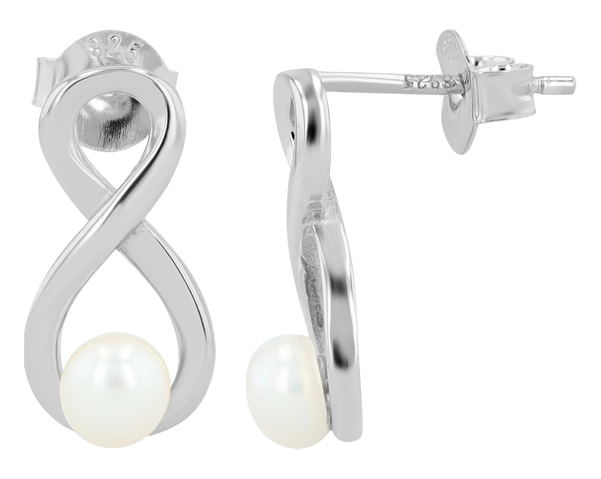 "Meggi" 925/- Echt Silber Ohrstecker echte Süßwasserperle silberfarben rhodiniert