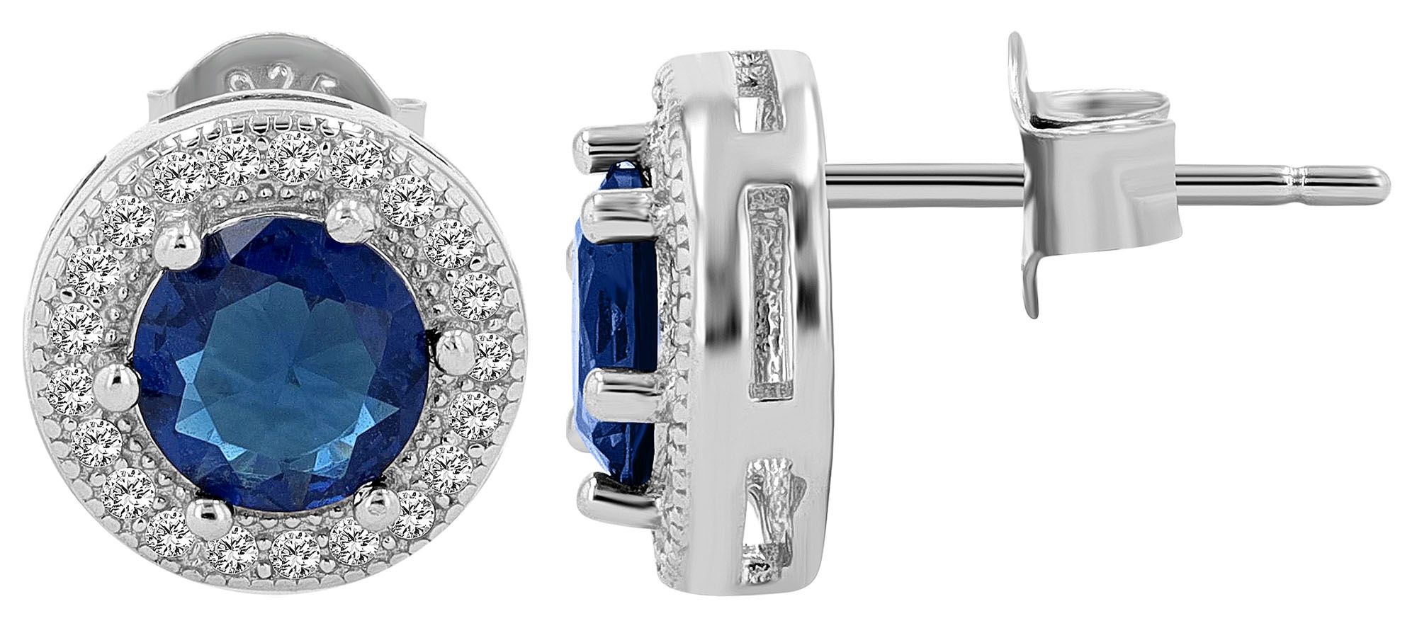 "Sunja" 925er Echt Silber Ohrschmuck mit einem blauen Zirkonia Steinen