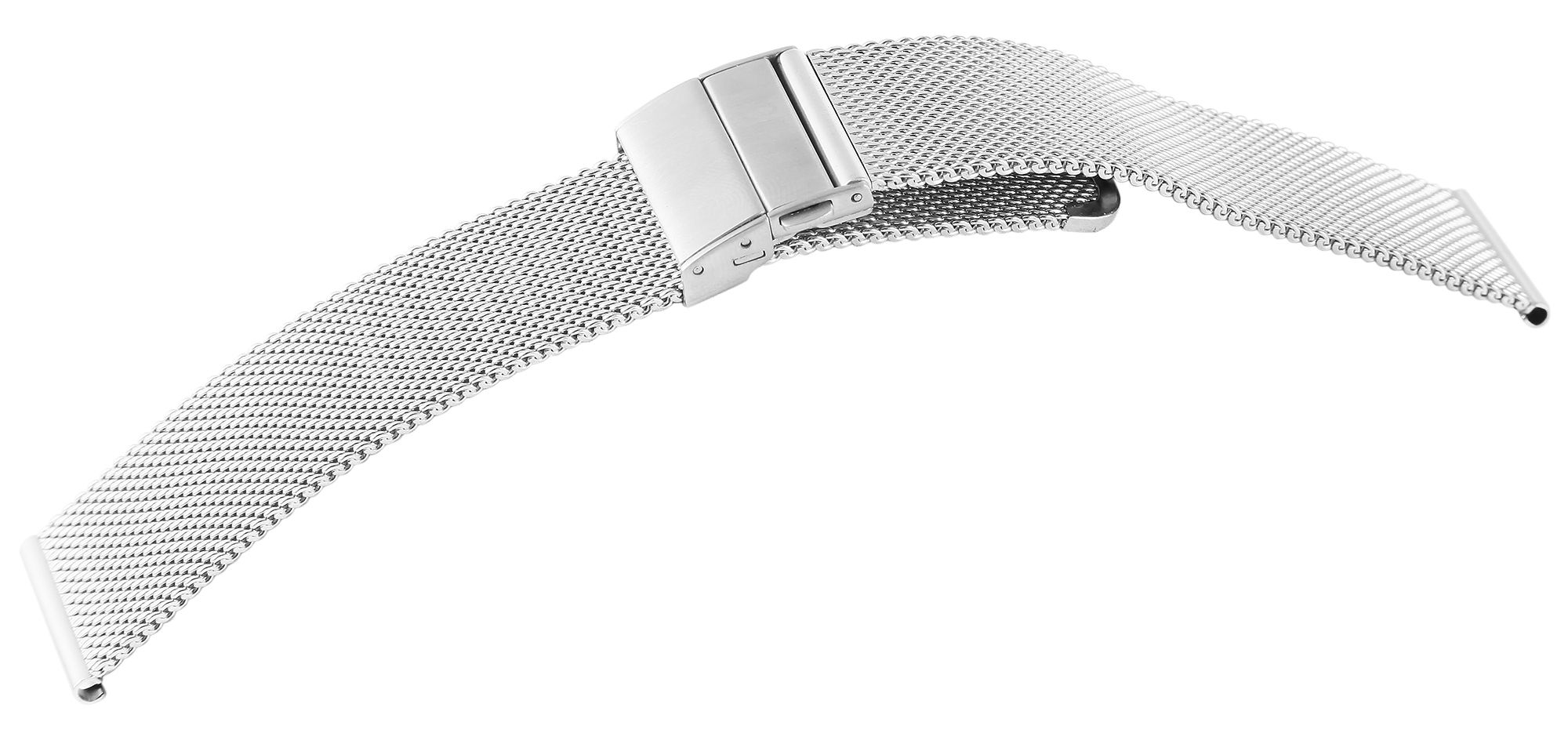Edelstahl-Milanesearmband mit Faltschließe, silberfarben, 20 mm