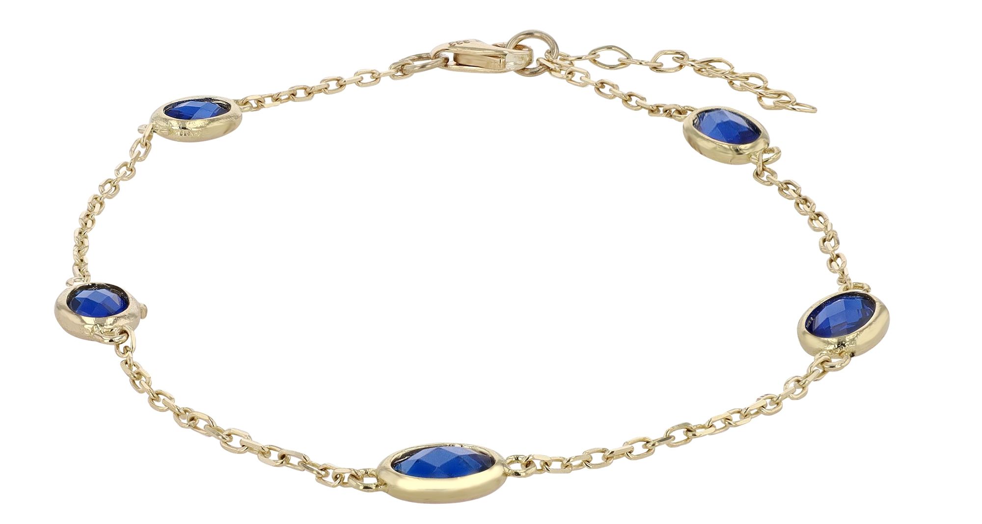 333/- Gold "Zephyrine", Armband mit blauem Besatz, 8 Karat, Gelbgold