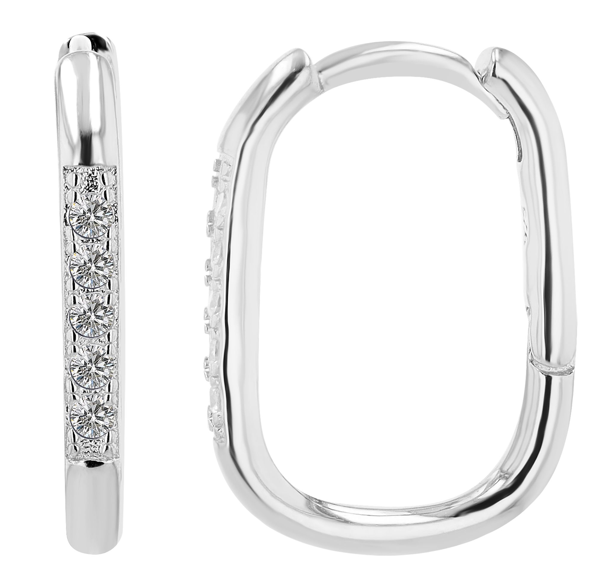 "Avya" 925/- Echt Silber, ovale Creole mit Zirkonen, silberfarben/ rhodiniert