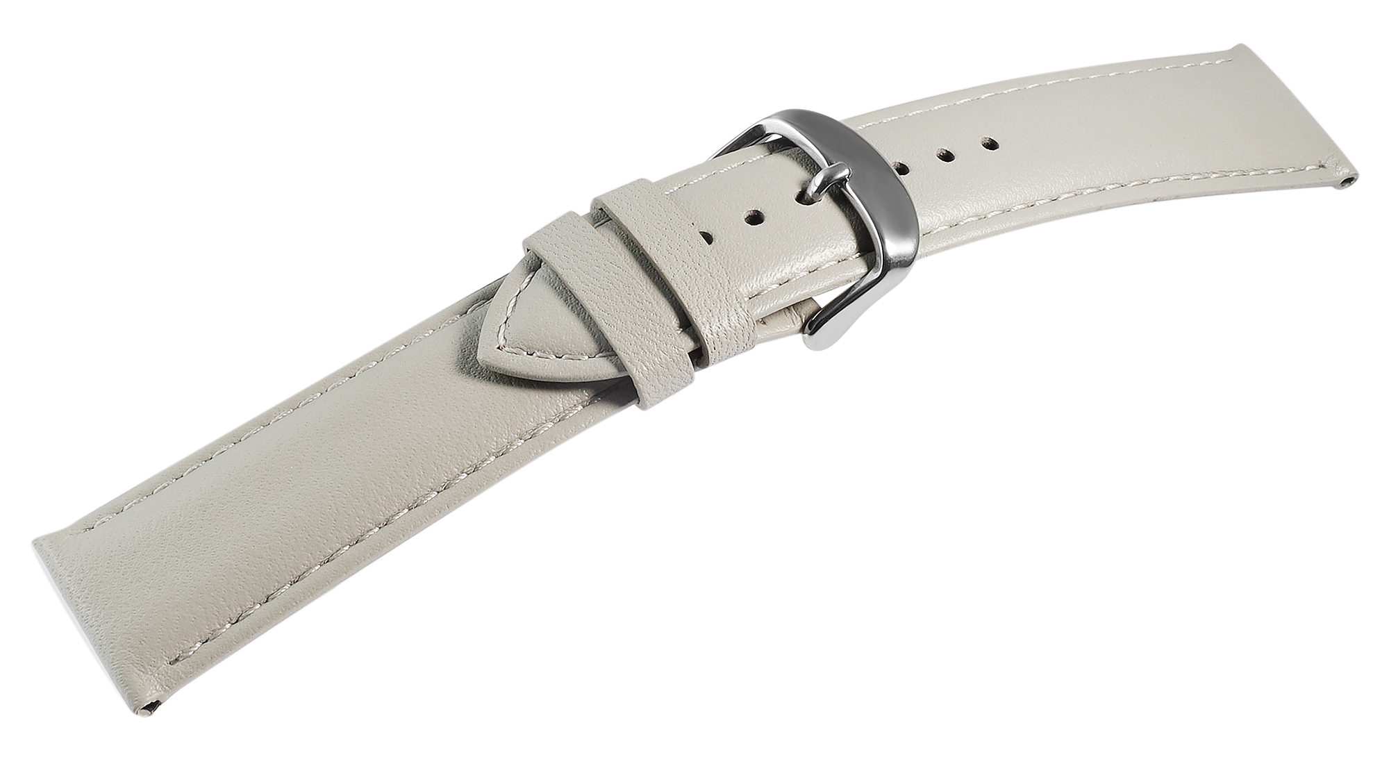 Gr 20 mm Uhrenarmband aus Echtleder in grau, genäht