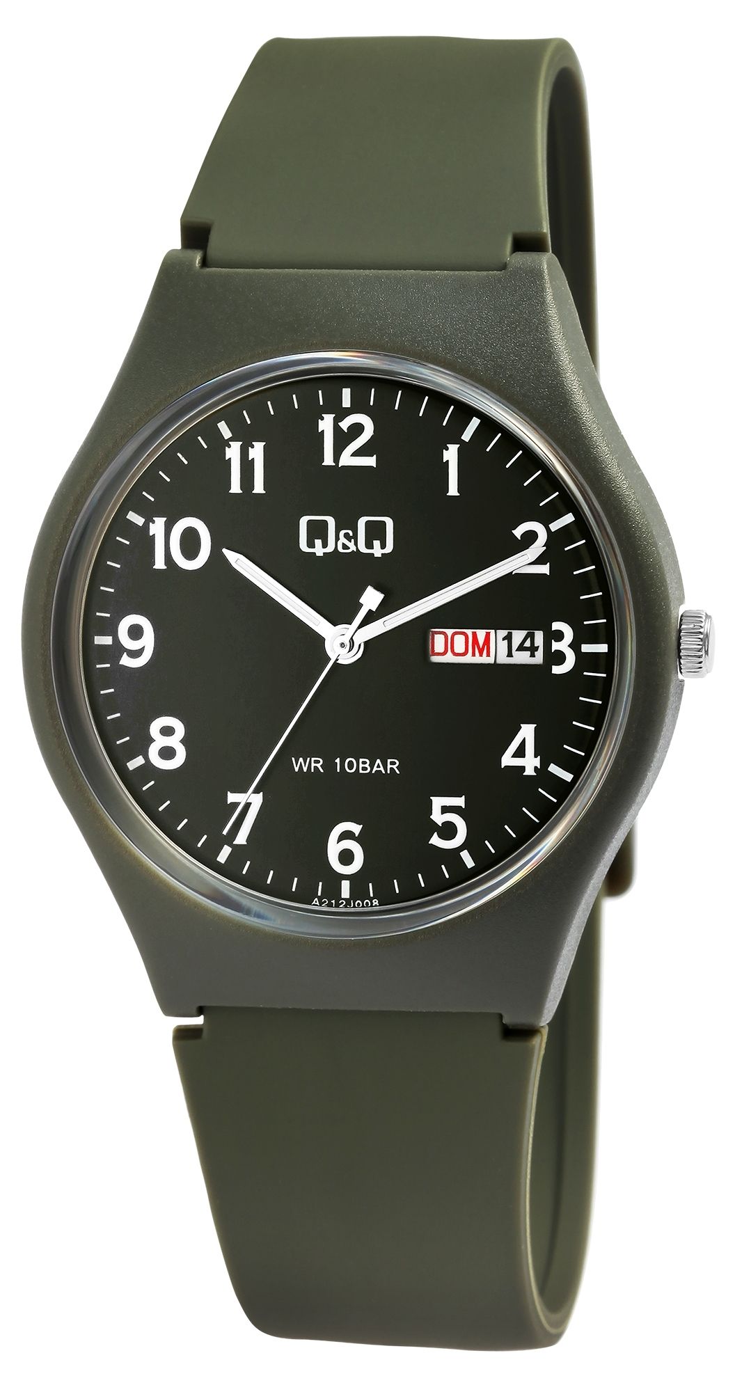 Q&Q Herren-/ Jugenduhr, Silikonarmband, Ø 38 mm, khaki-grün