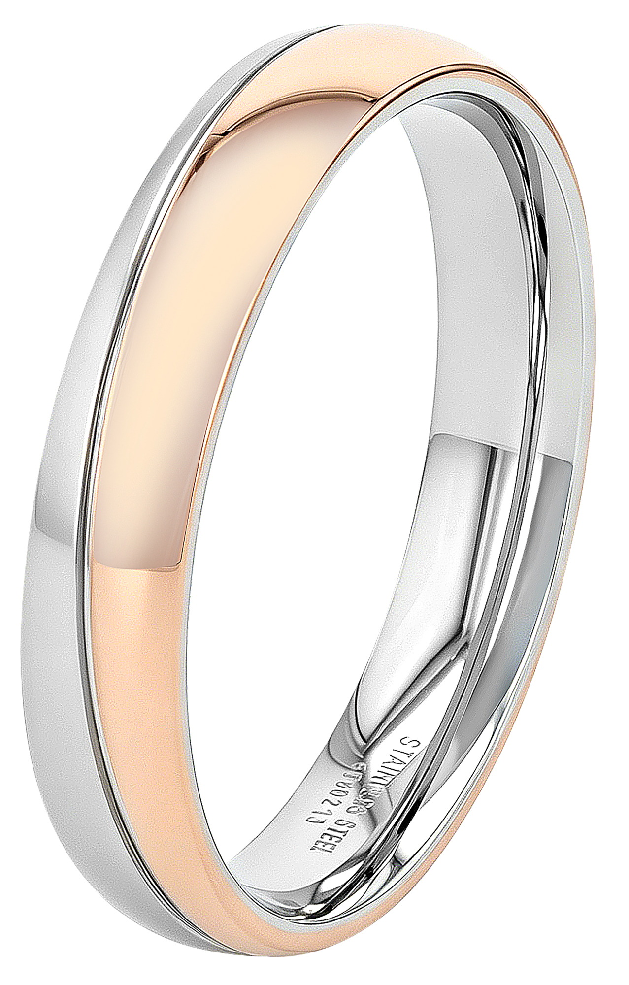 "Inox Duo", Akzent Herren-Partnerring, Edelstahl, bicolor, Gr. 58