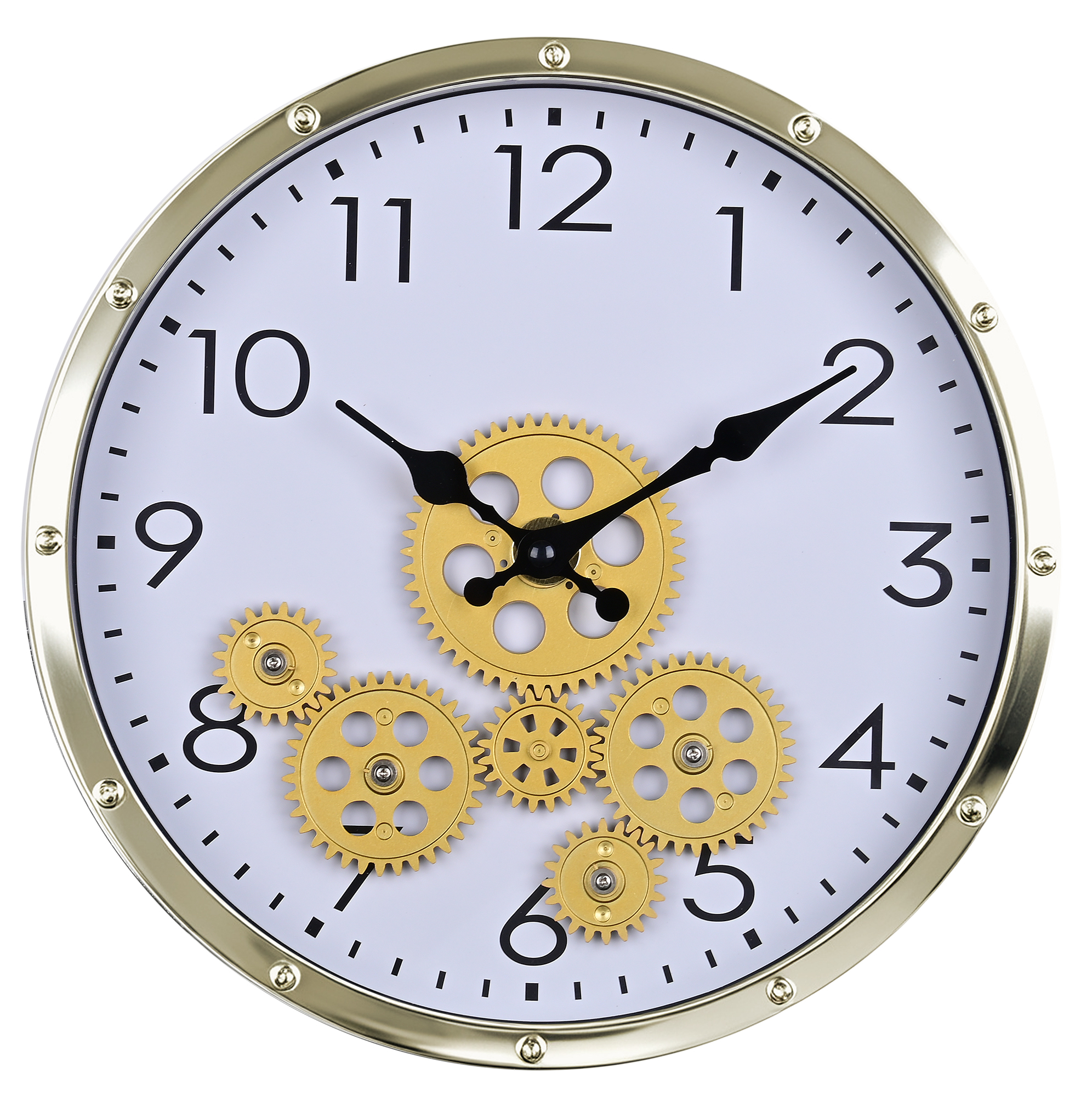 Skelett-Wanduhr im Steampunk- & Industrie-Look Ø 27 cm, goldfarben/ weiß