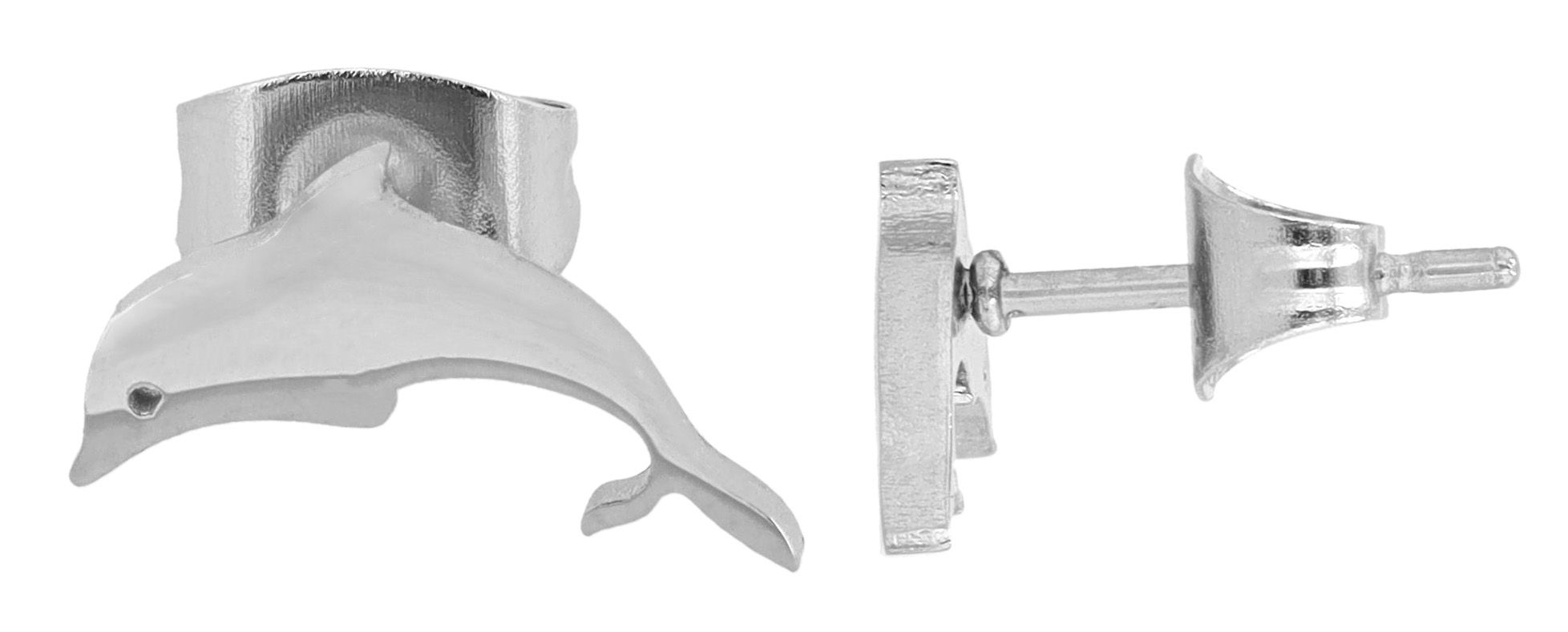 Akzent Delphin-Ohrstecker "Lorien", Edelstahl, 6 x 12 mm, silberfarben