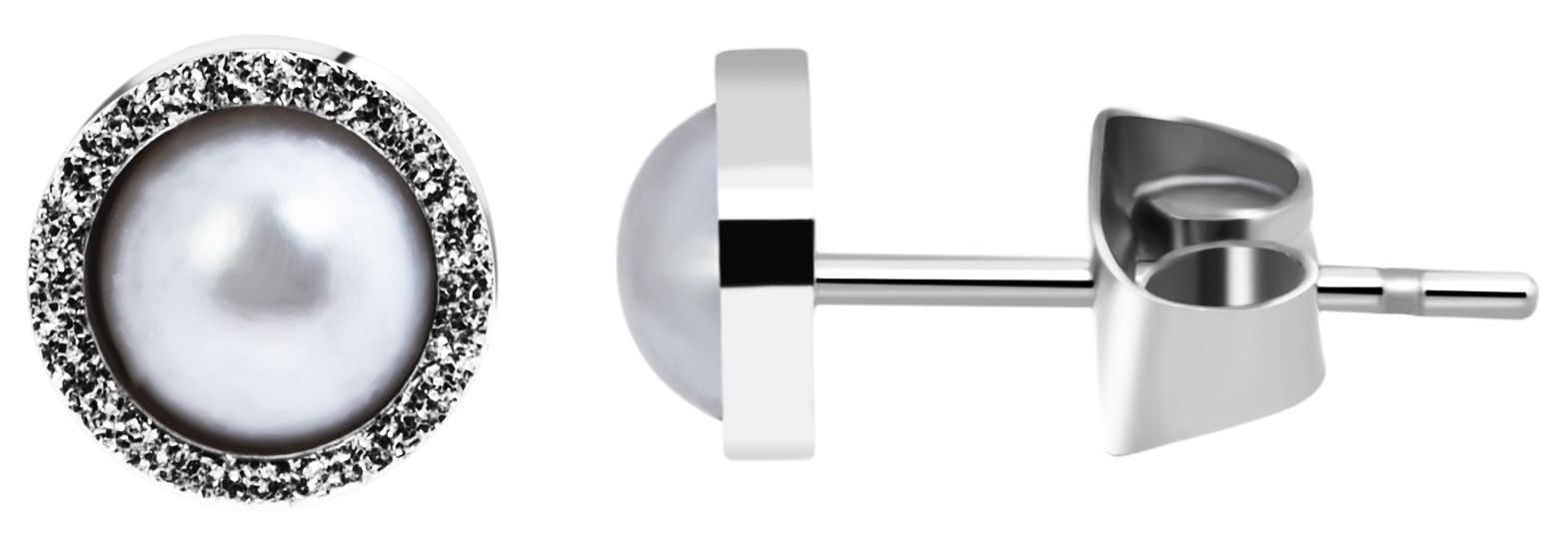 "Margitta" Edelstahl Ohrstecker mit Perle, silberfarben