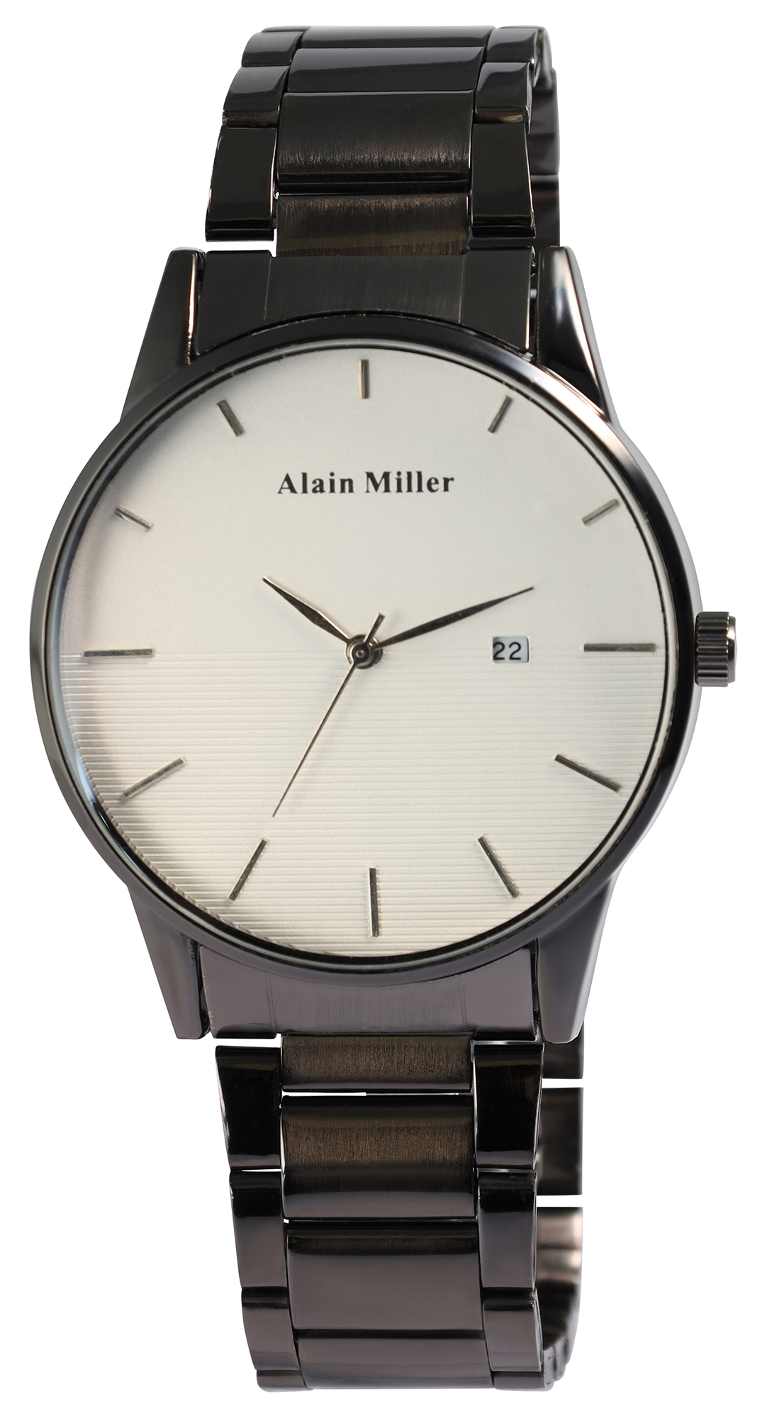 Alain Miller Herrenuhr mit Metallband, schwarz, Ø 4,5 cm
