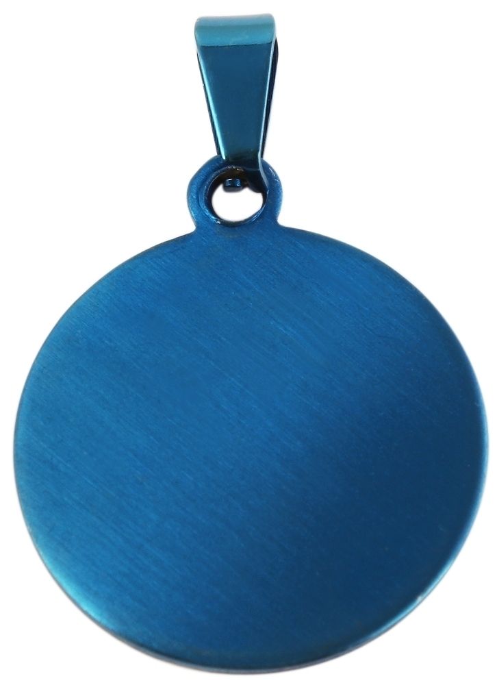 Akzent Edelstahlanhänger, rund, gravurfähig, blau
