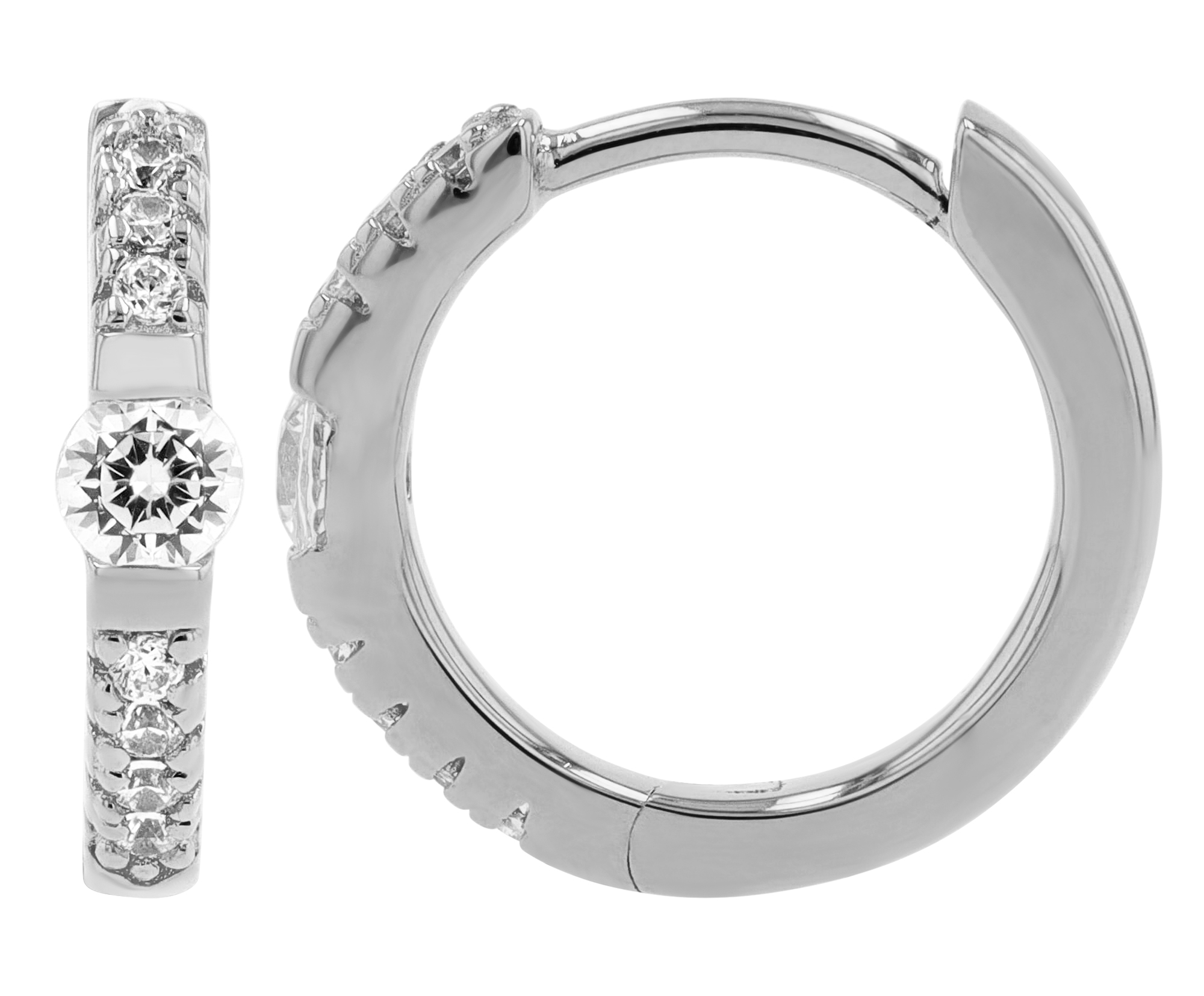 Sif Jakobs Jewellery 925/- Echt Silber Creolen "Ellera Uno Medio" Ø 10 mm, Zirkonia, rhod.