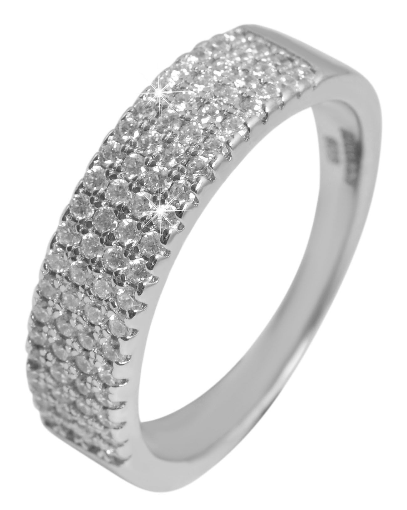 925 Echt Silber Ring "Chimalis" mit Zirkoniabesatz, 925/rhodiniert, Gr.58