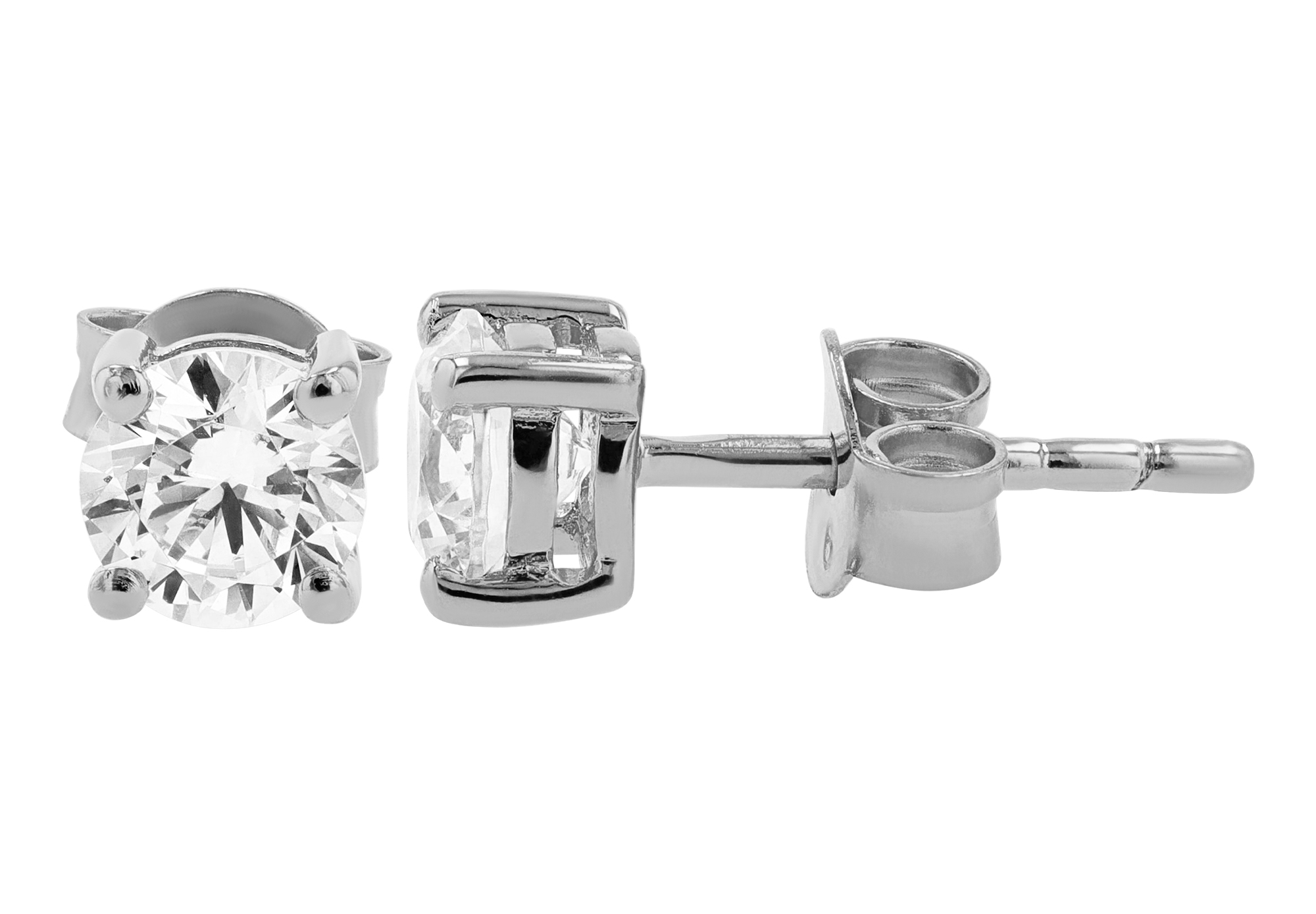 Sif Jakobs Jewellery 925/- Echt Silber Ohrstecker Ø 5 mm "Princess Round", Zirkonia, rhodiniert