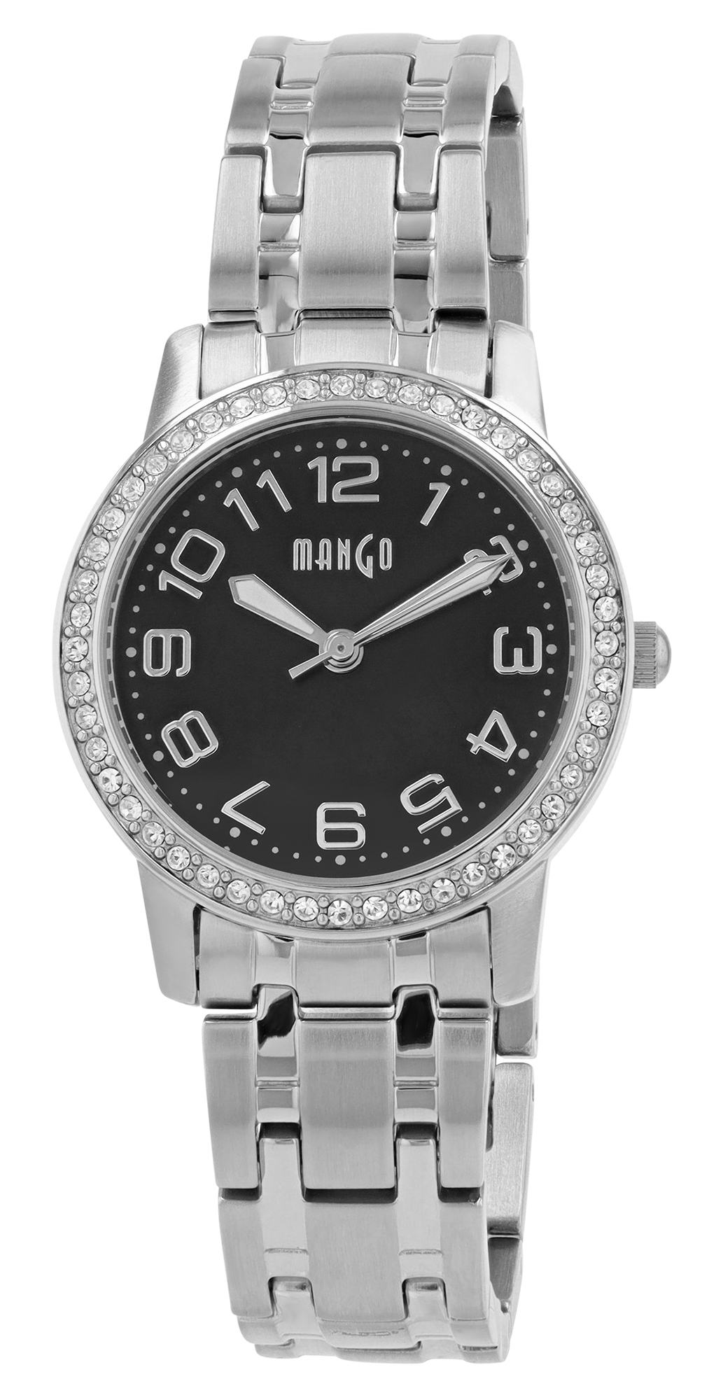Mango Edelstal Damenuhr Ø 30 mm, silberfarben/ schwarz