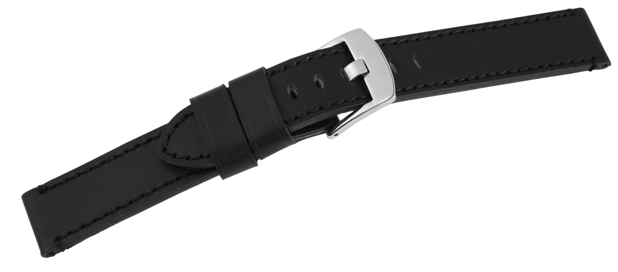 Echtleder-Uhrenarmband, schwarz, 22 mm