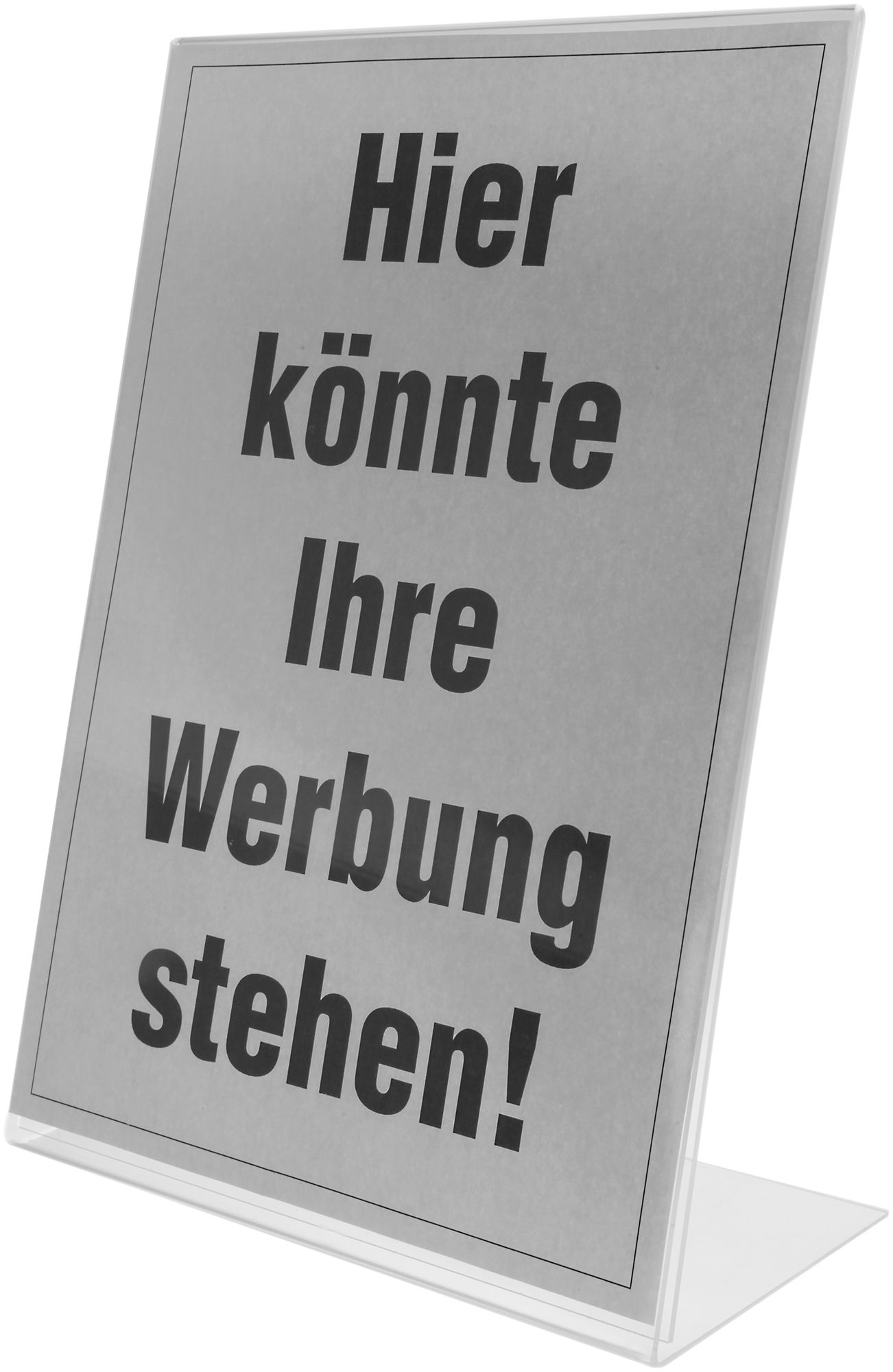 Werbeaufsteller, transparent, Hochformat, DIN A4, 30,5 cm x 21 cm x 10 cm