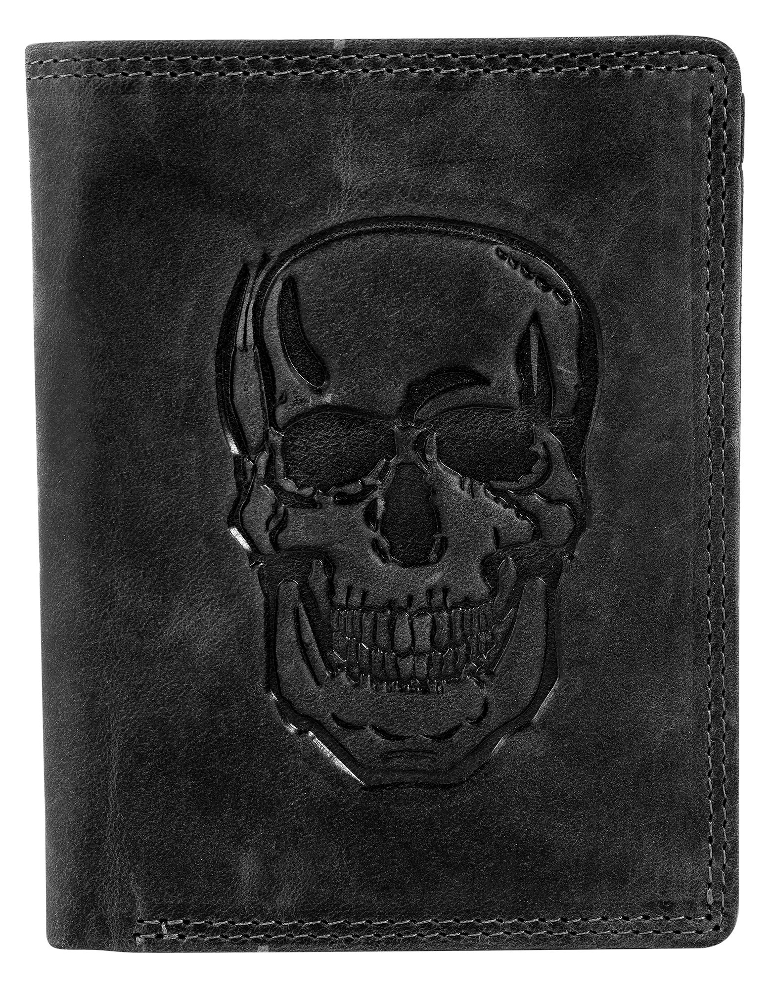 Akzent Geldbörse, RFID, Hochformat, Totenkopf, schwarz