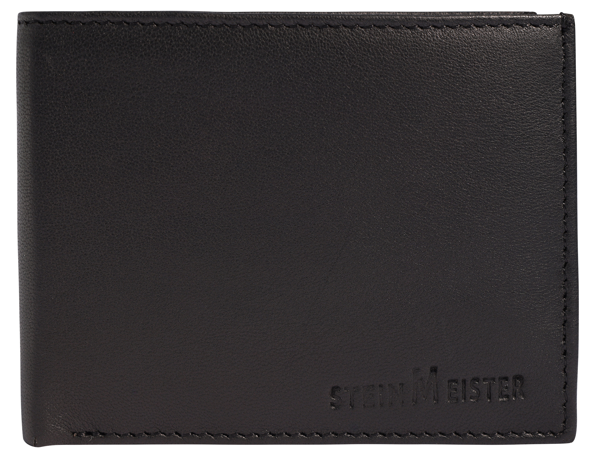 Steinmeister Herren Geldbörse aus Echtleder, Querformat, schwarz