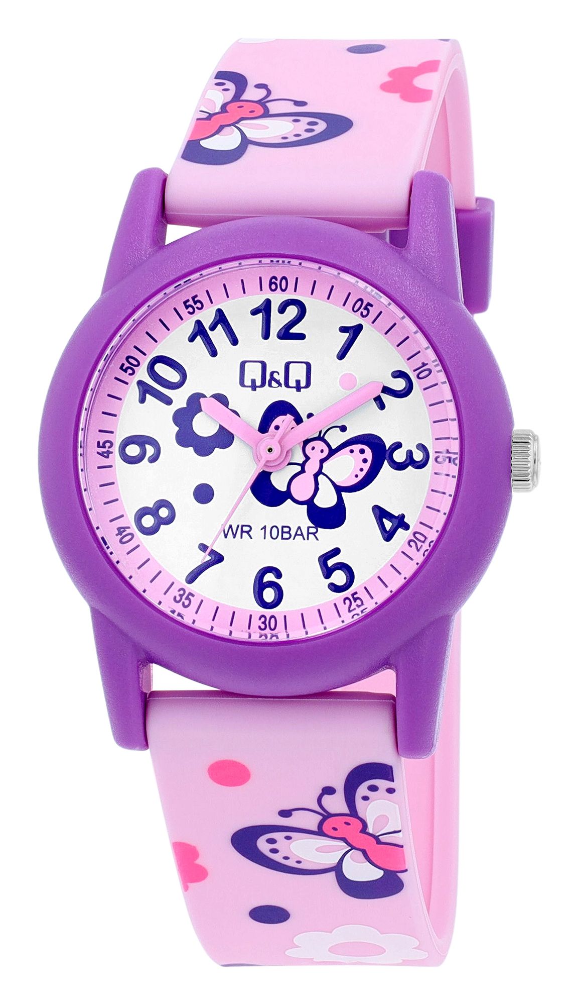 Q&Q Kinderuhr mit Silikonarmband, "Schmetterling", 10 Bar
