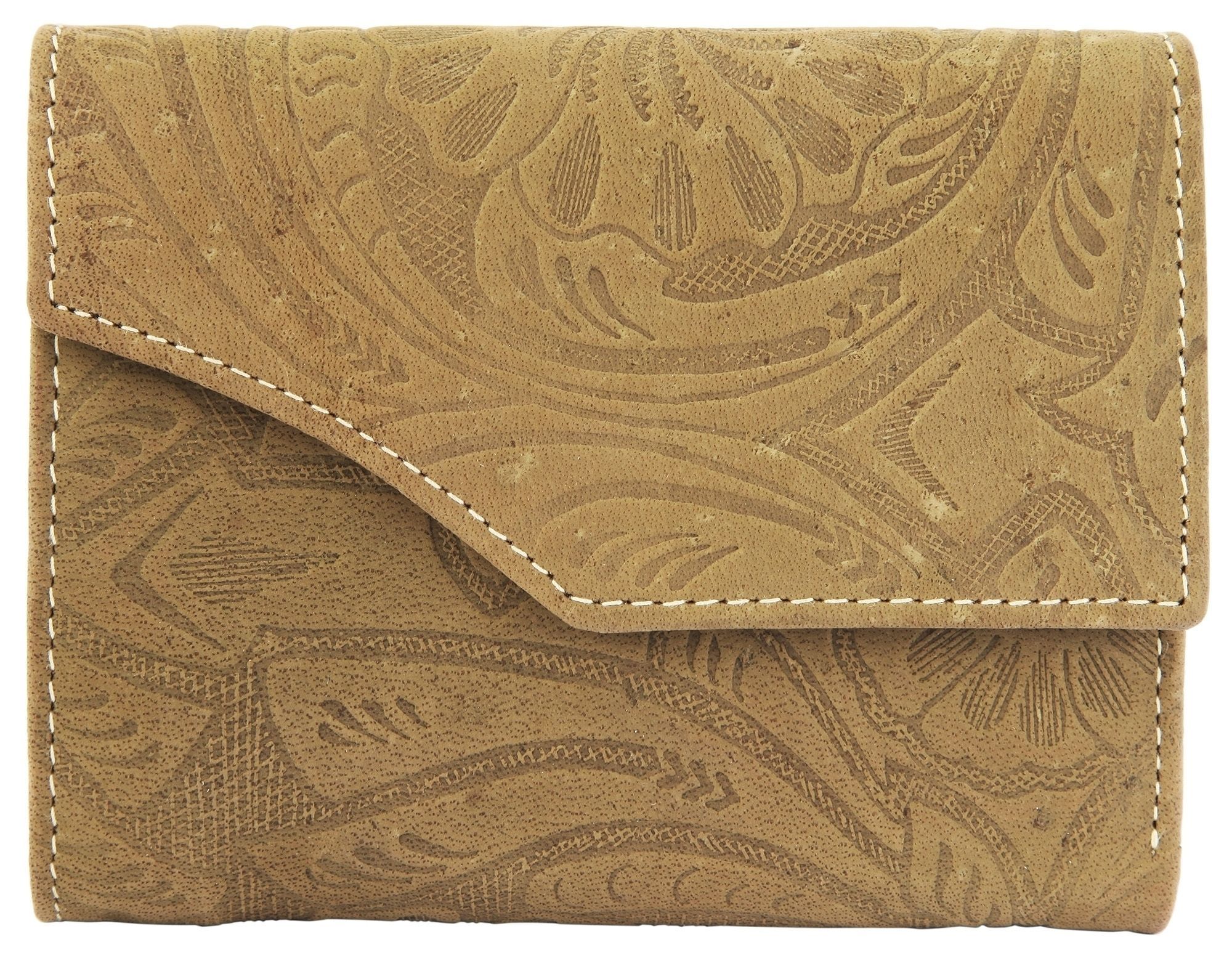 Akzent Echtledergeldbörse mit Strukturmuster, ockerfarben