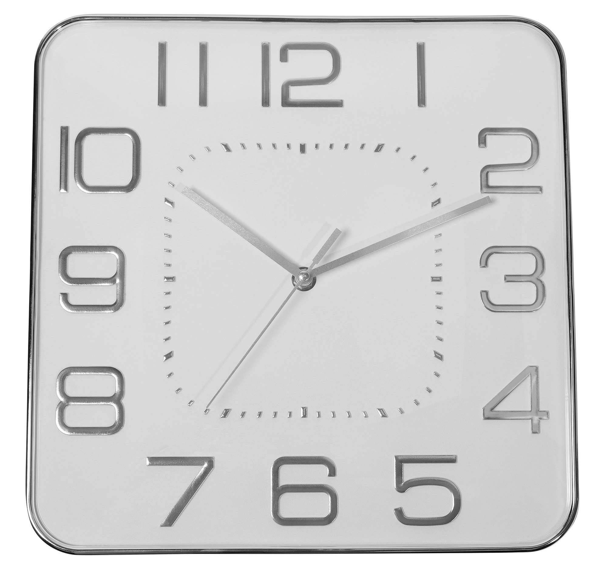 Design-Wanduhr, Quadratisch 30,5 x 30,5 cm, silberfarben/ weiß