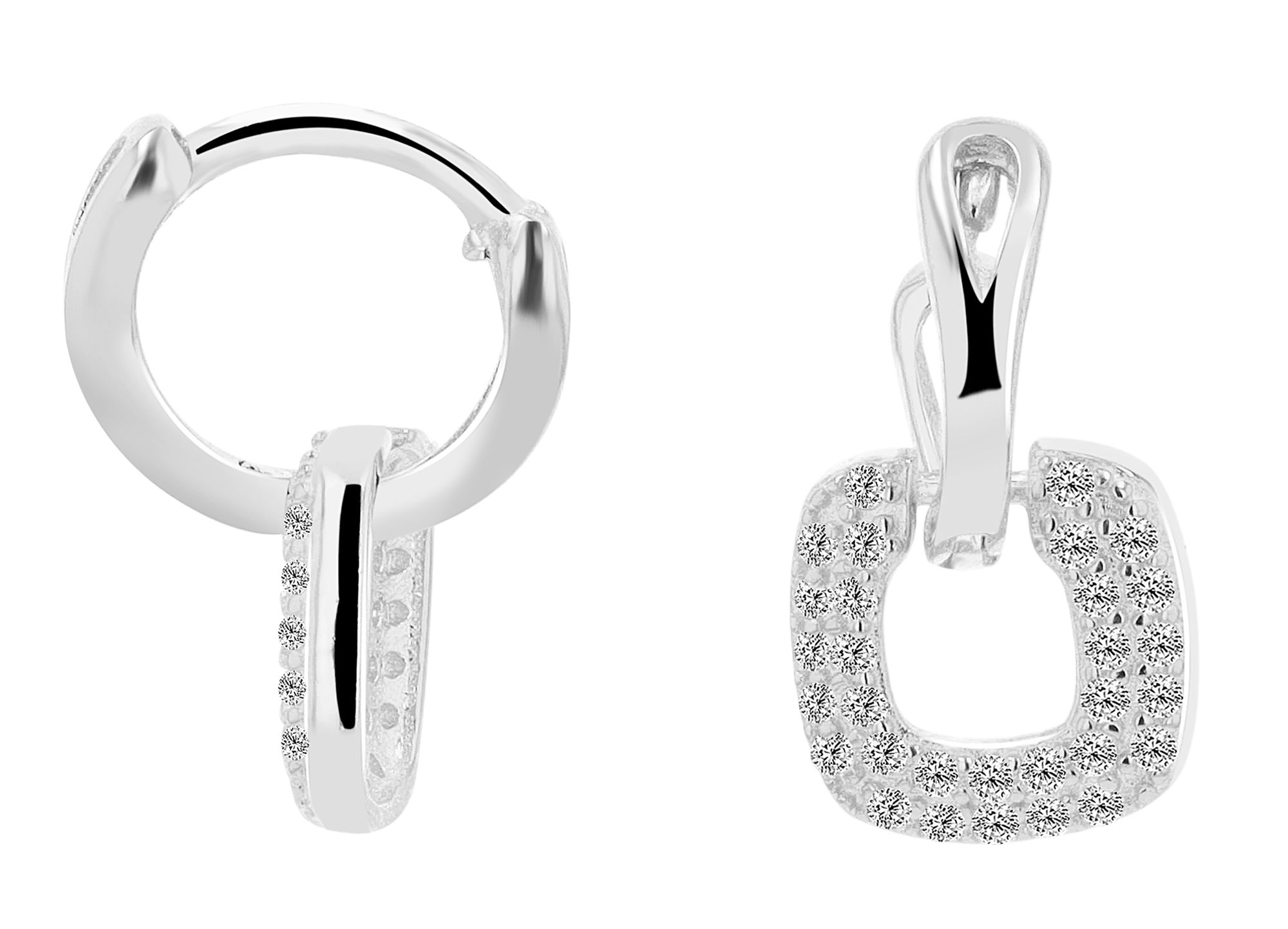 925er Sterling Silber Creolen mit Anhänger "Raina" Zirkonia, rhodiniert